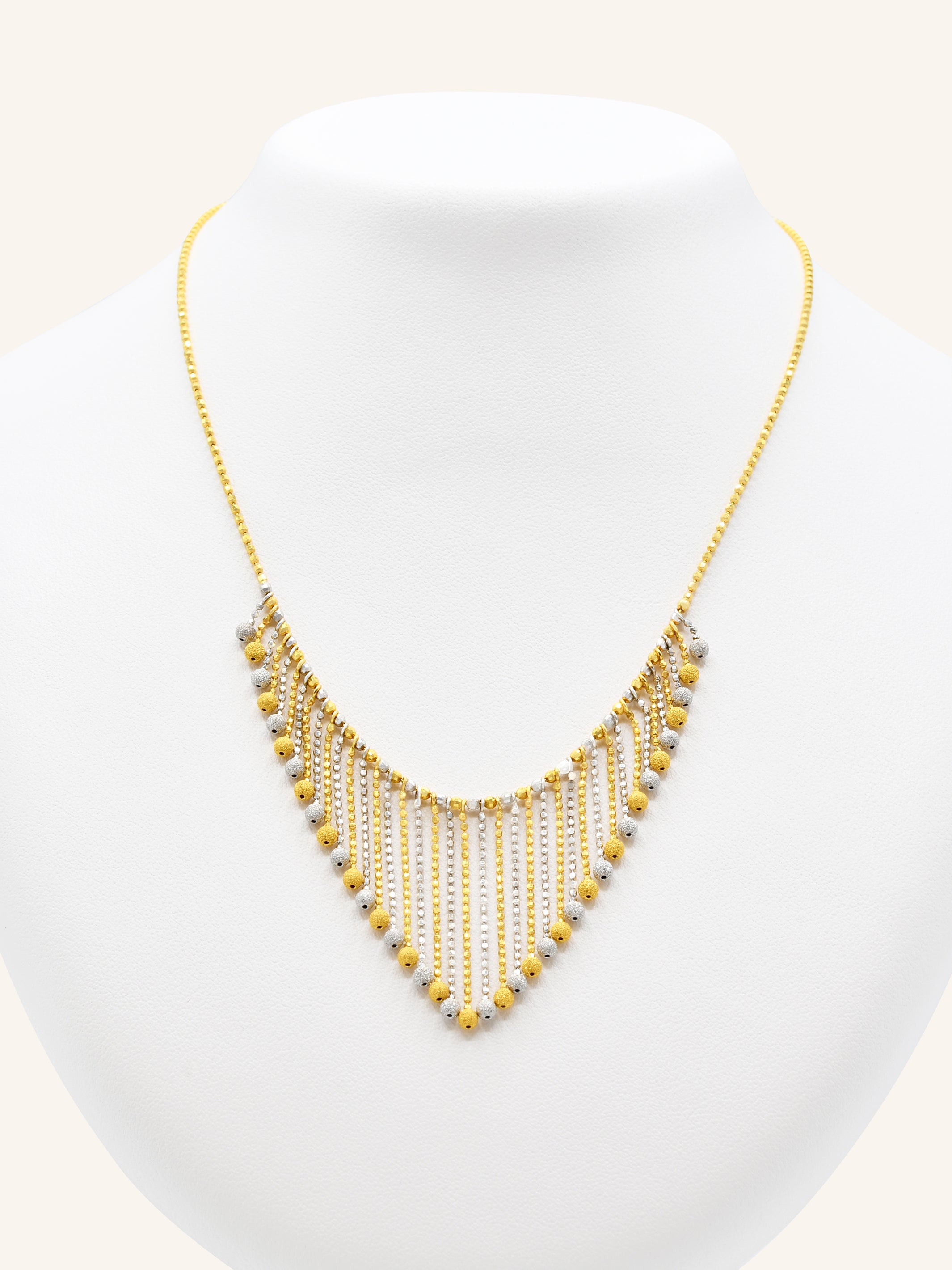 22ct Gold Two Tone Ball Necklace Set - Roop Darshan