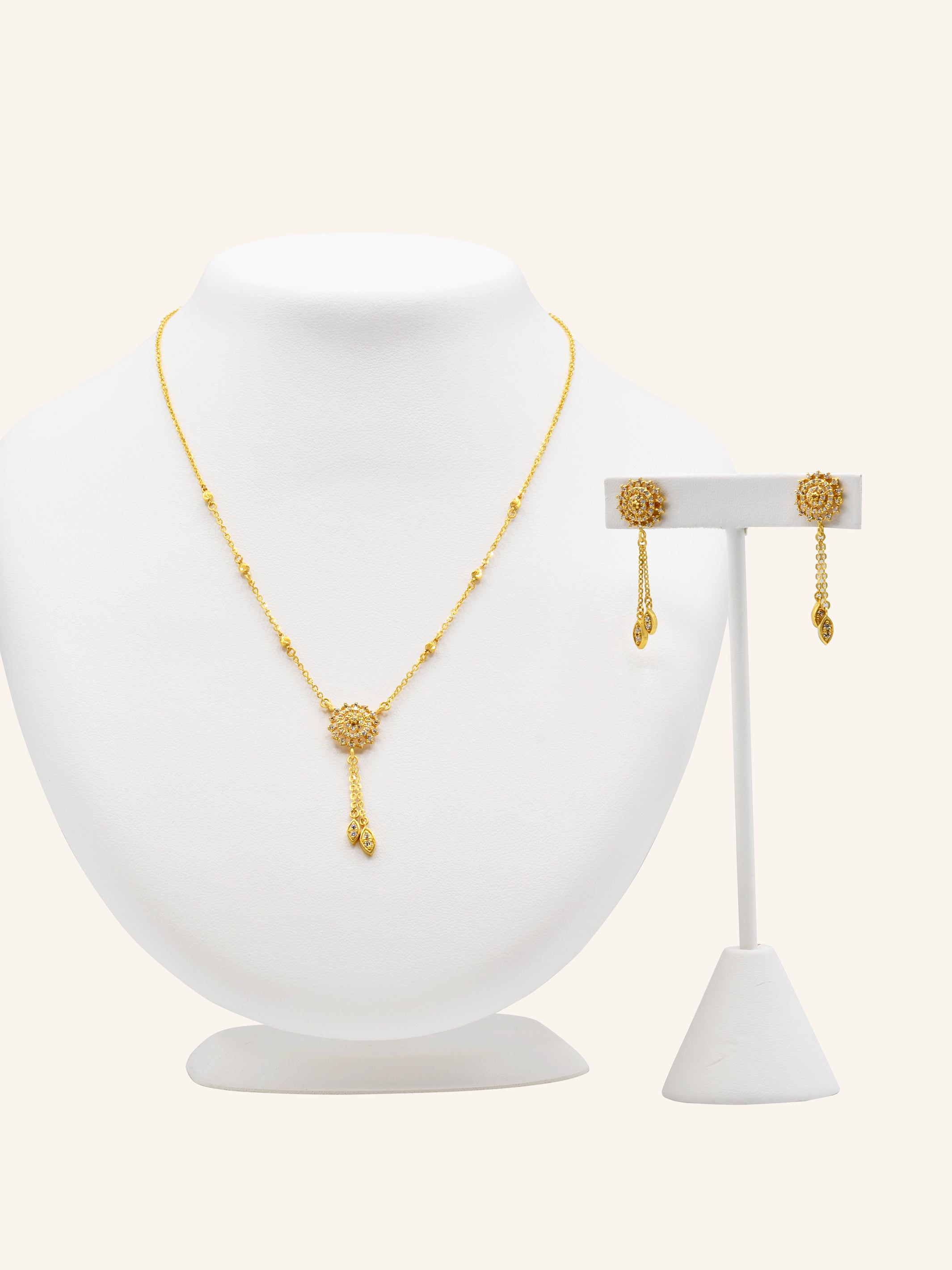 22ct Gold CZ Necklace Set 11.31 GMS - Roop Darshan