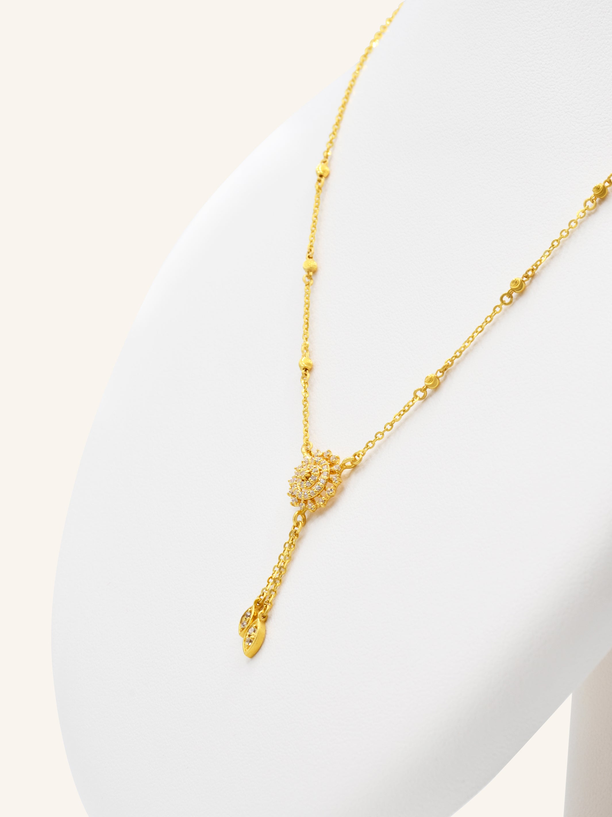 22ct Gold CZ Necklace Set 11.31 GMS - Roop Darshan