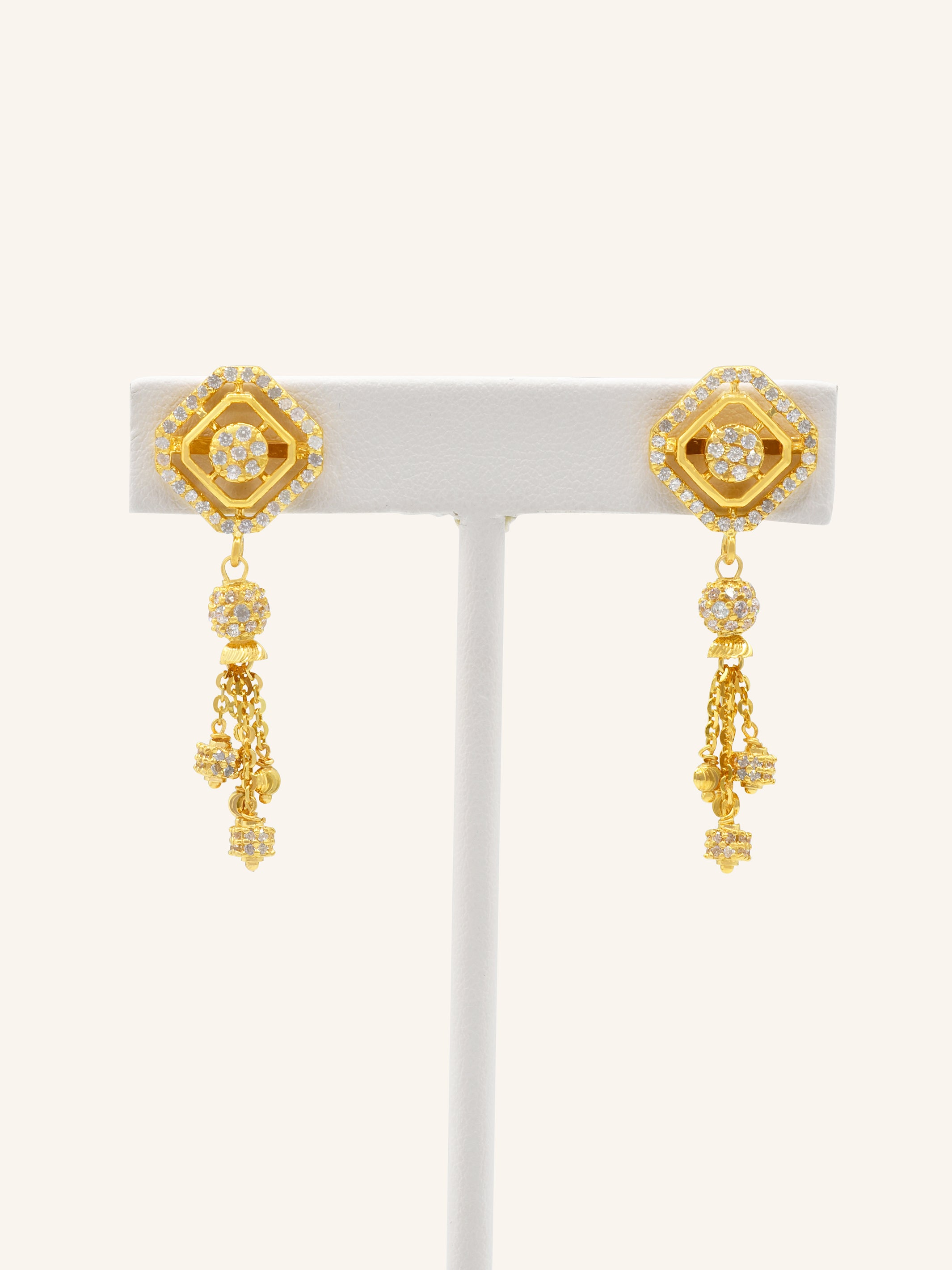22ct Gold CZ Necklace Set 18.26 GMS - Roop Darshan