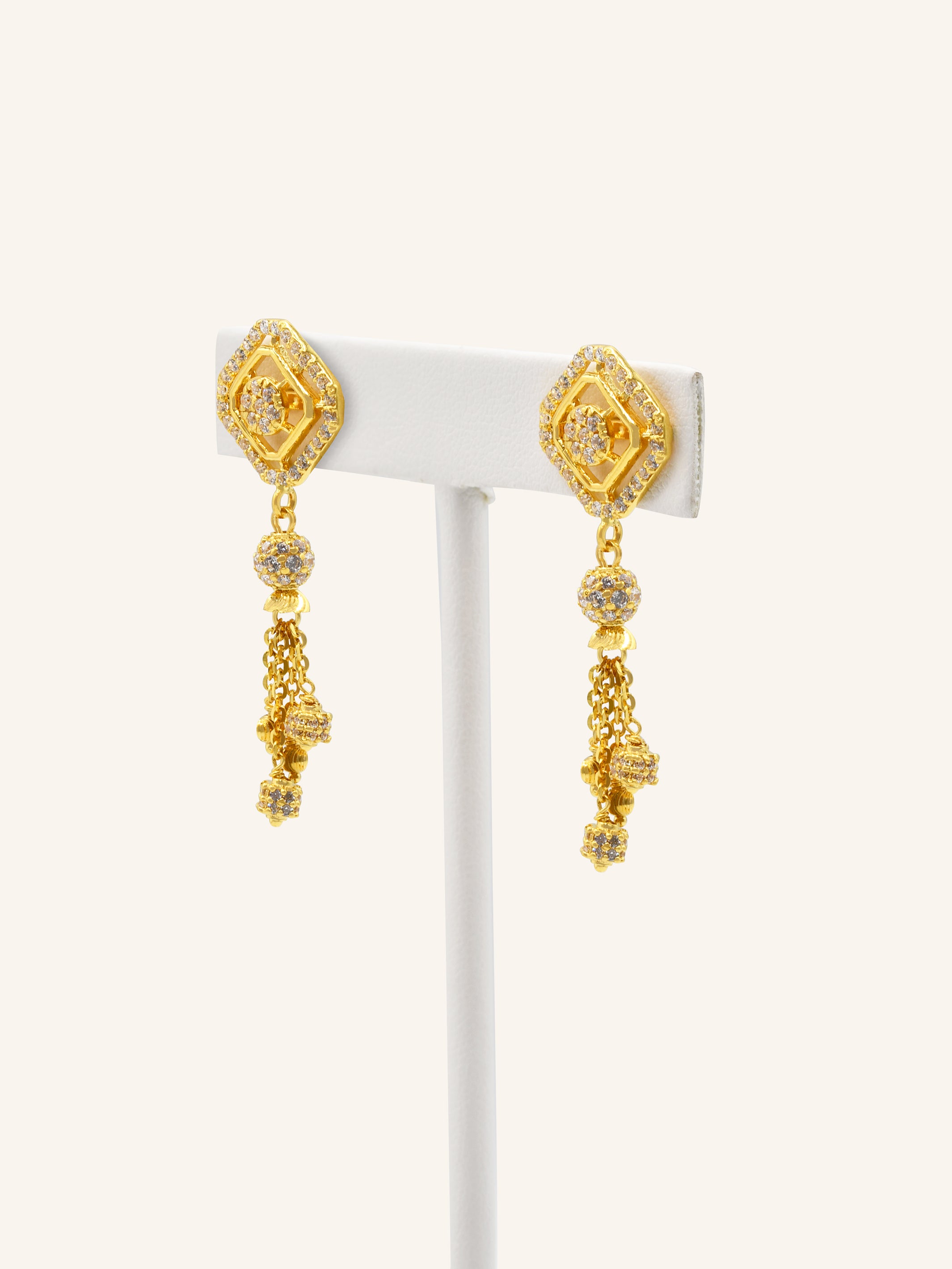 22ct Gold CZ Necklace Set 18.26 GMS - Roop Darshan