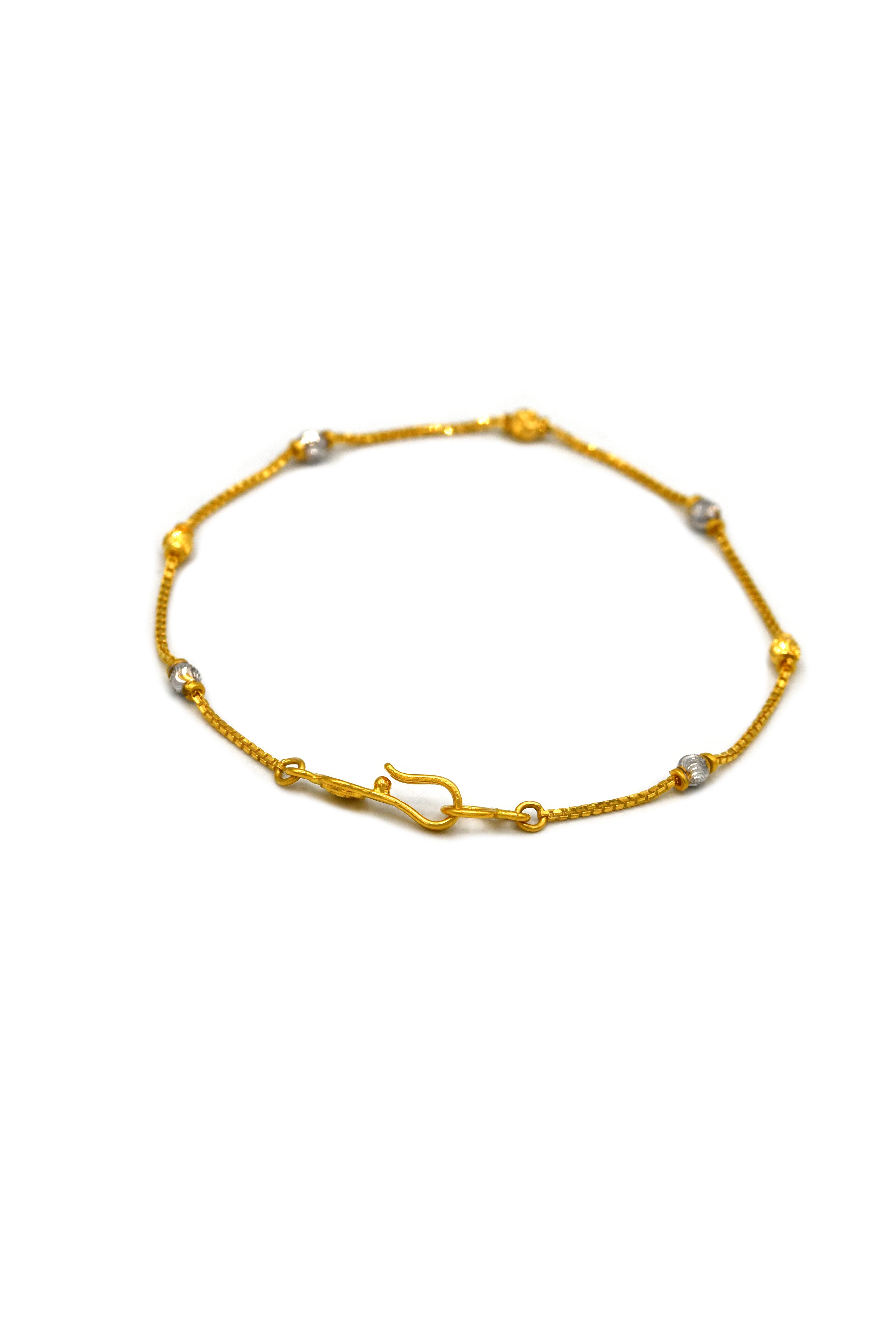 22ct Gold Two Tone Ball Ladies Bracelet