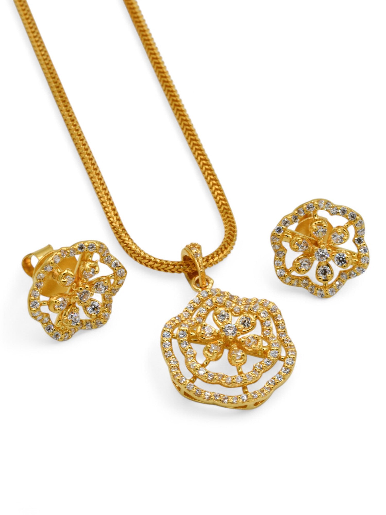 22ct Gold CZ Pendant Set - Roop Darshan