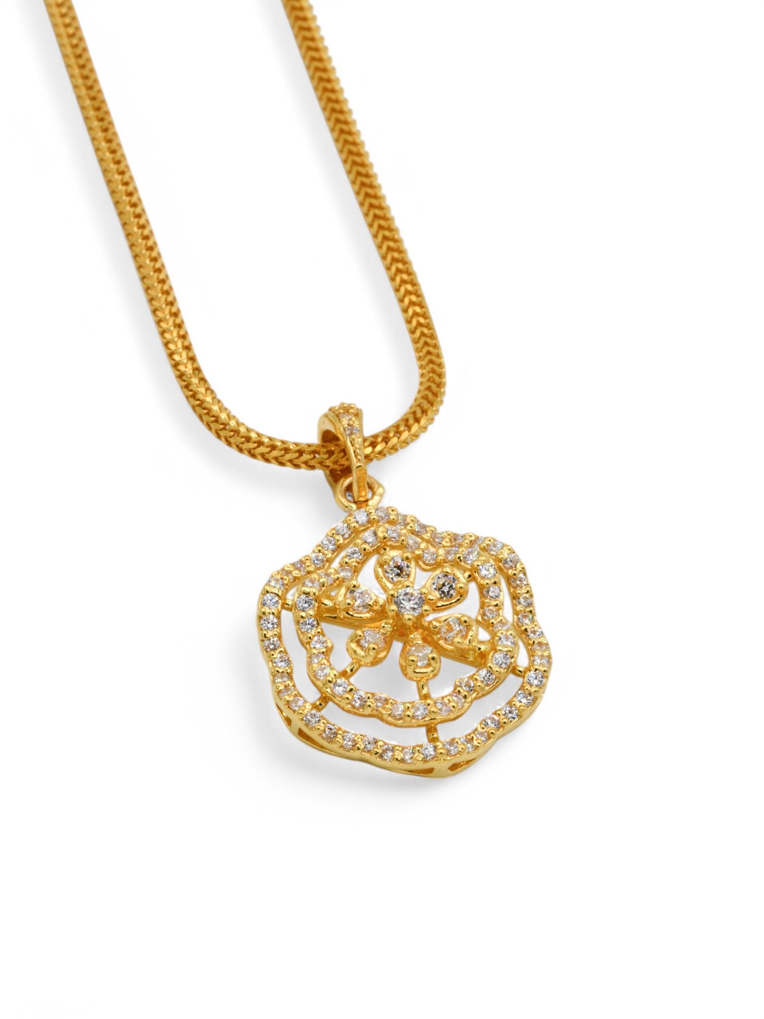 22ct Gold CZ Pendant Set - Roop Darshan