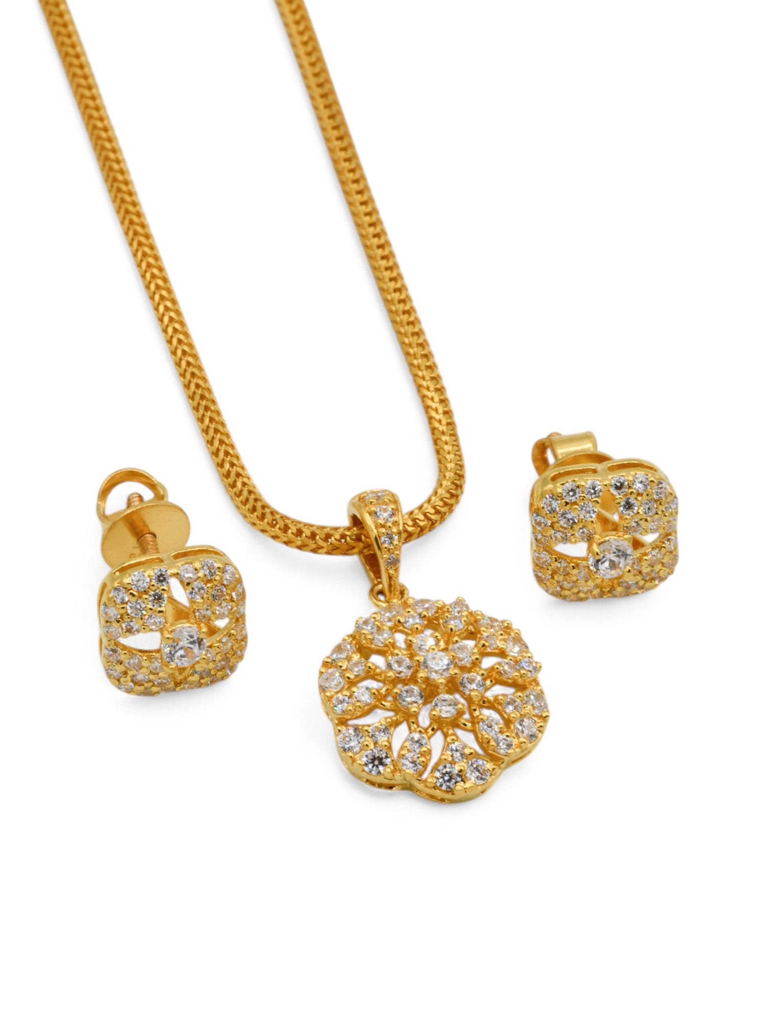 22ct Gold CZ Pendant Set - Roop Darshan