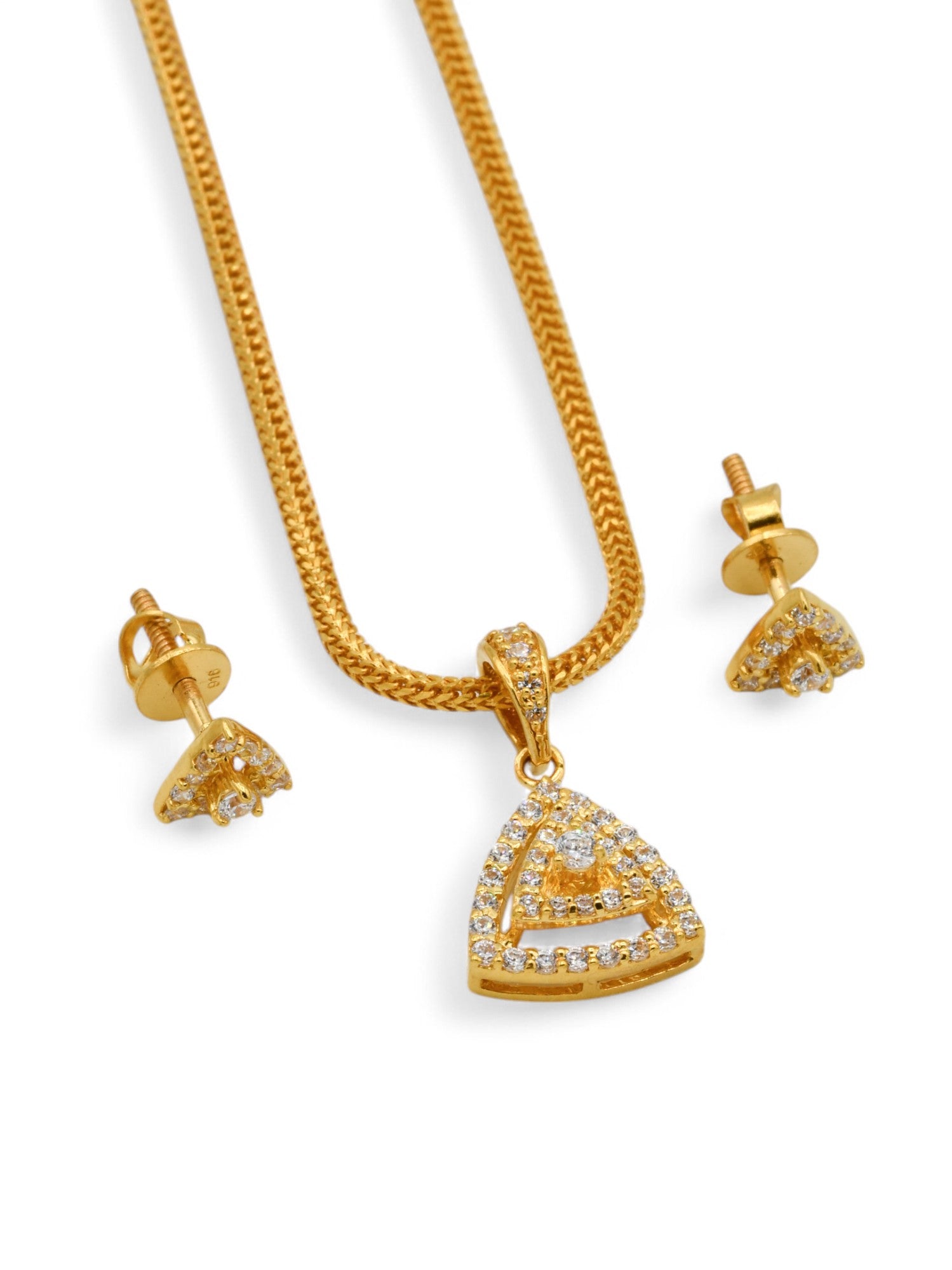 22ct Gold CZ Pendant Set - Roop Darshan