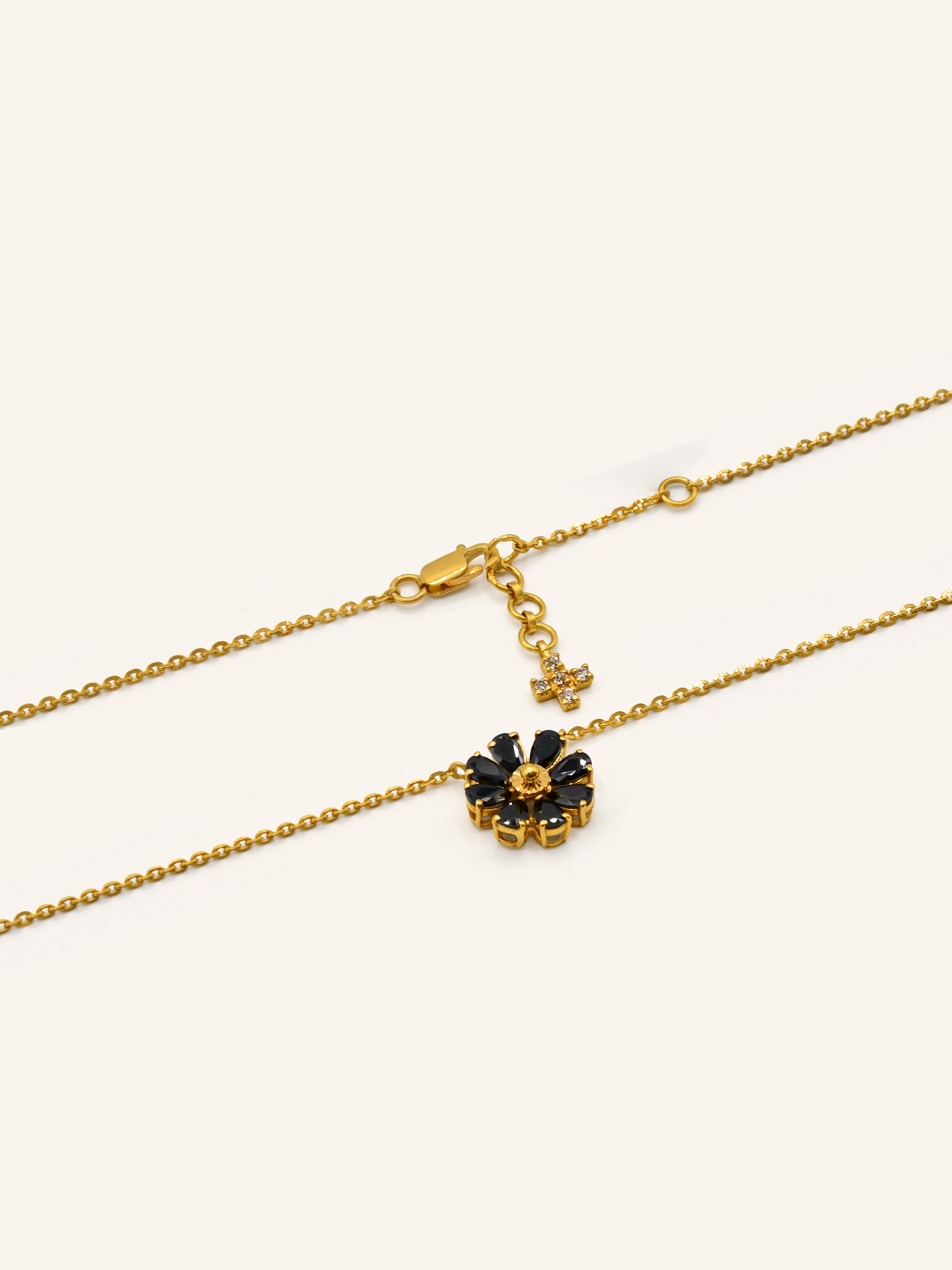 22ct Gold Black CZ Necklace Set 12.40 GMS - Roop Darshan