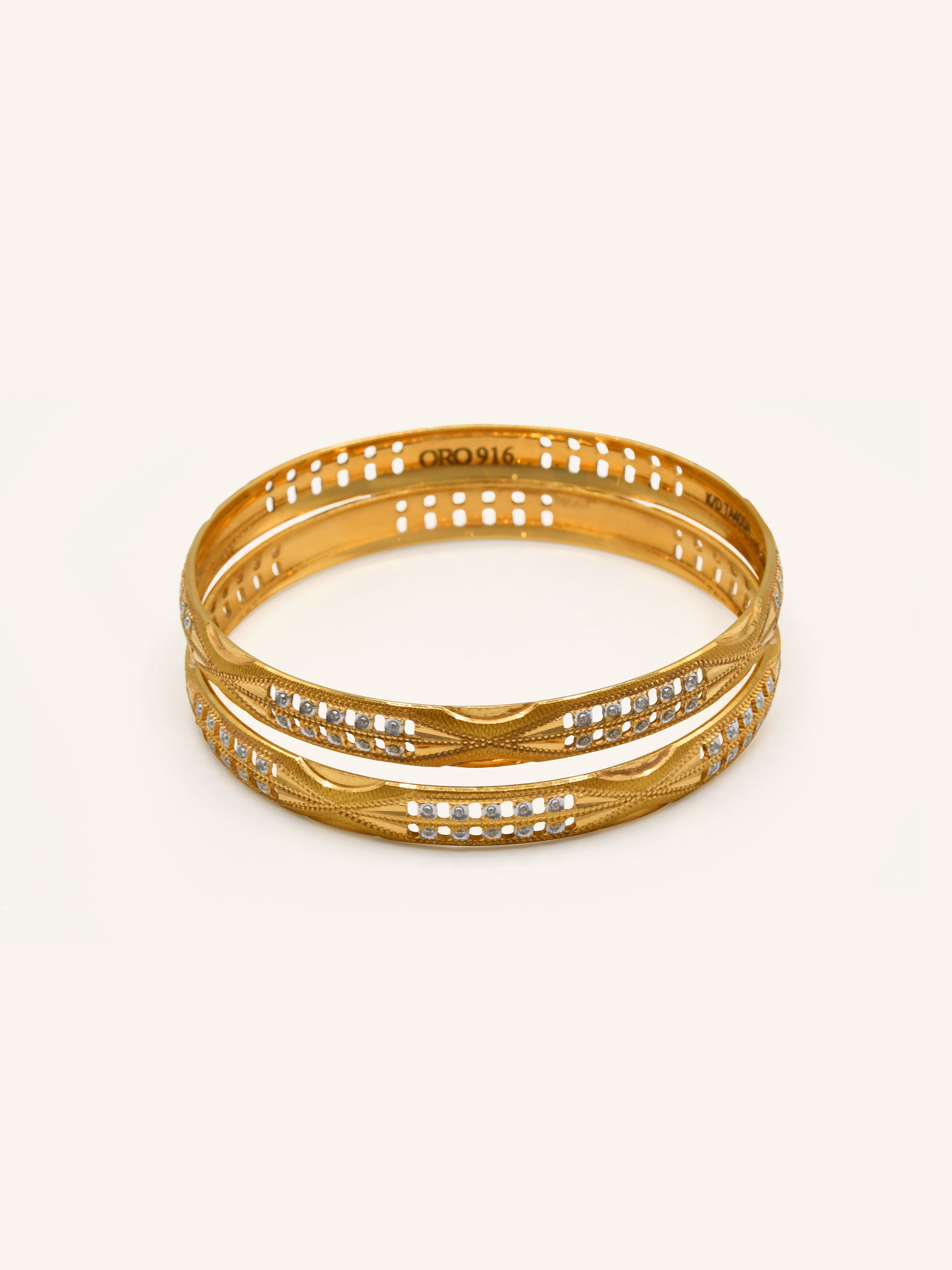 22ct Gold Two Tone Pair Bangle - Roop Darshan