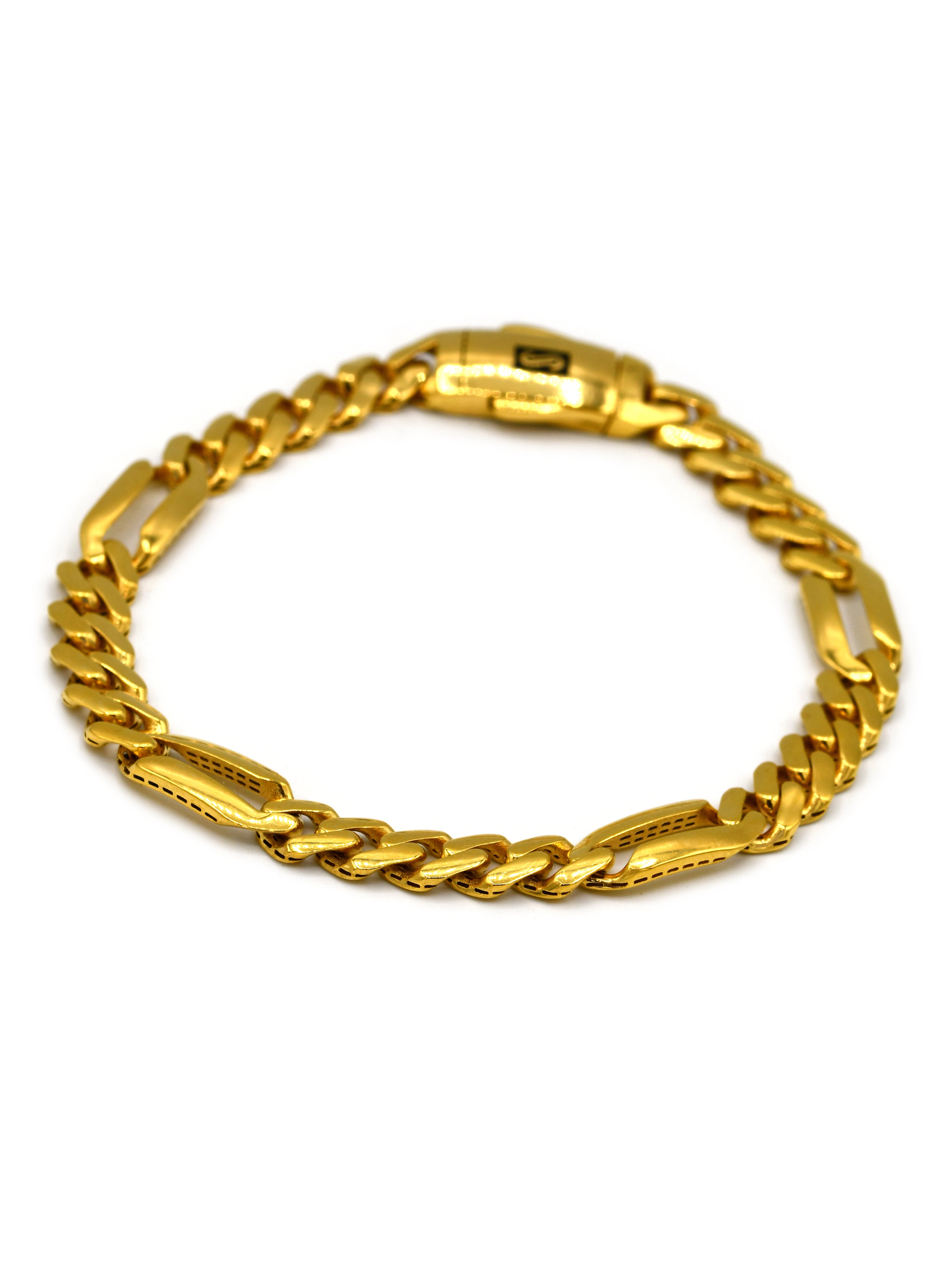 22ct Gold Hollow Figaro Monaco Bracelet