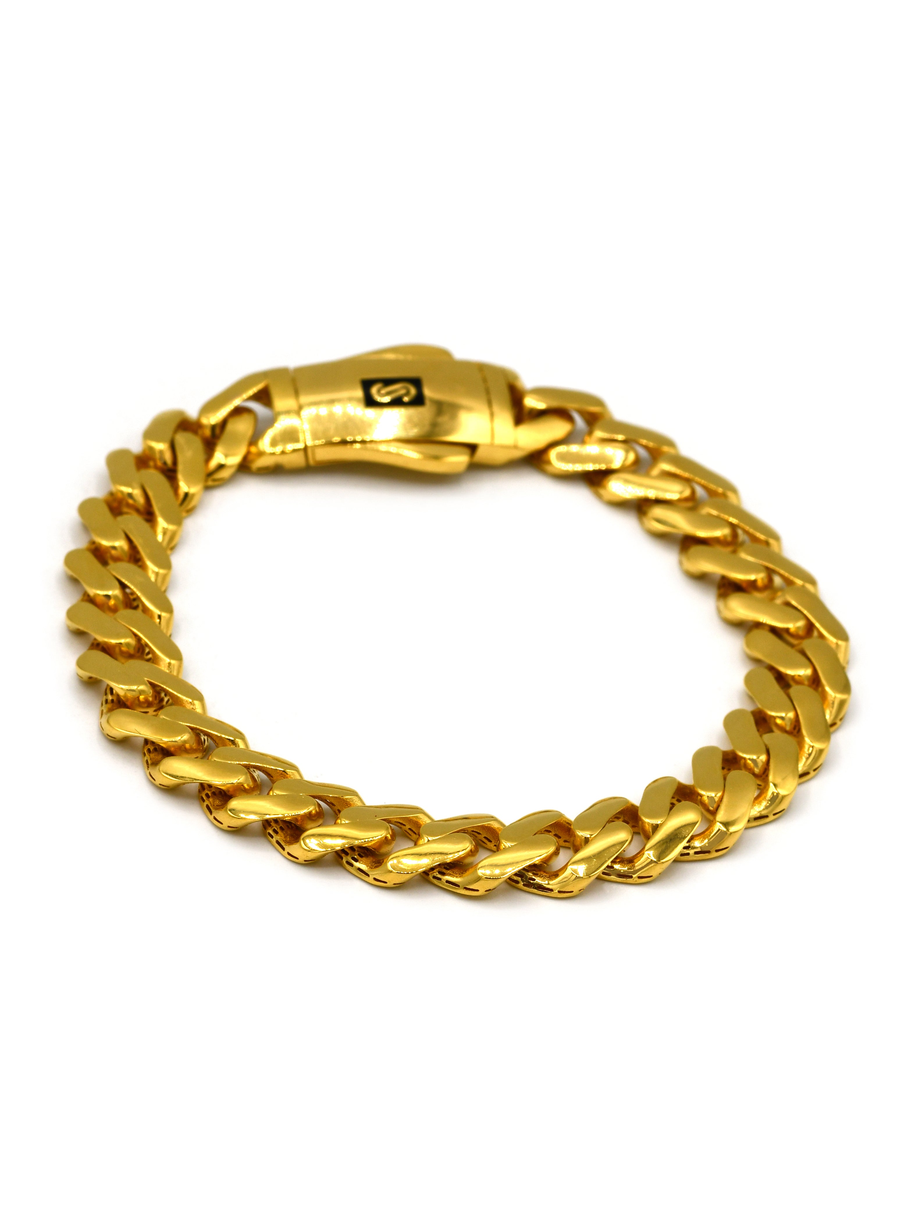 22ct Gold Hollow Curb Monaco Bracelet