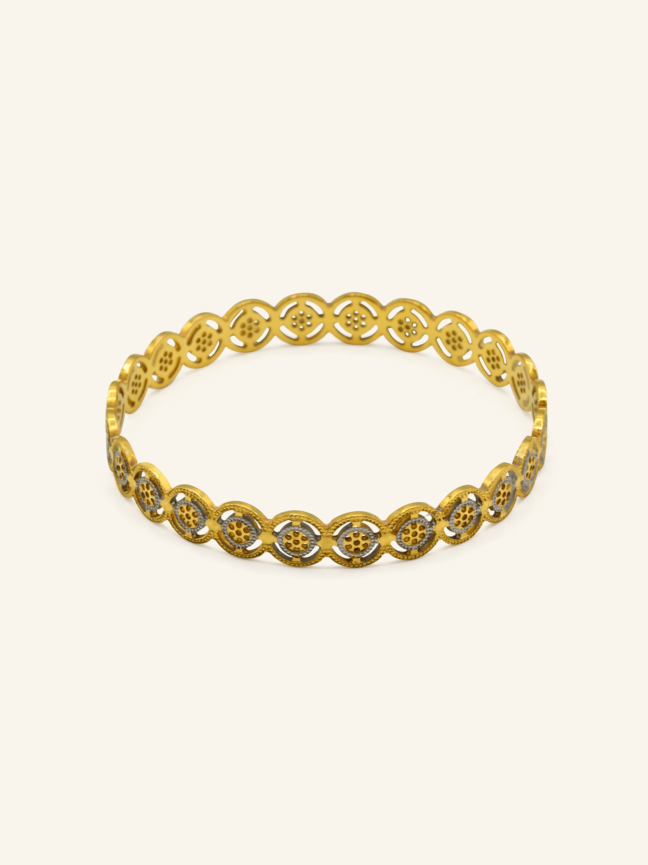 22ct Gold Two Tone 1 Piece Bangle - Roop Darshan