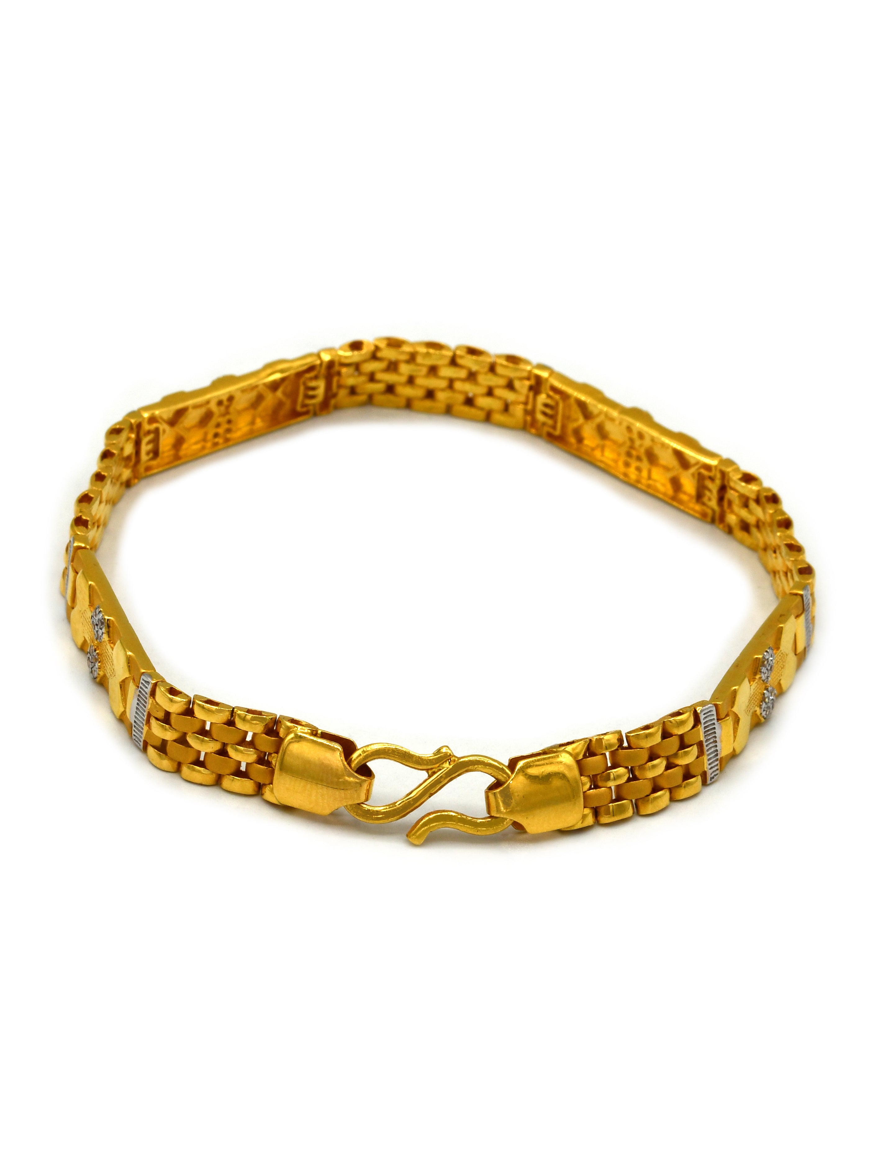 22ct Gold Two Tone Mens Bracelet - Roop Darshan