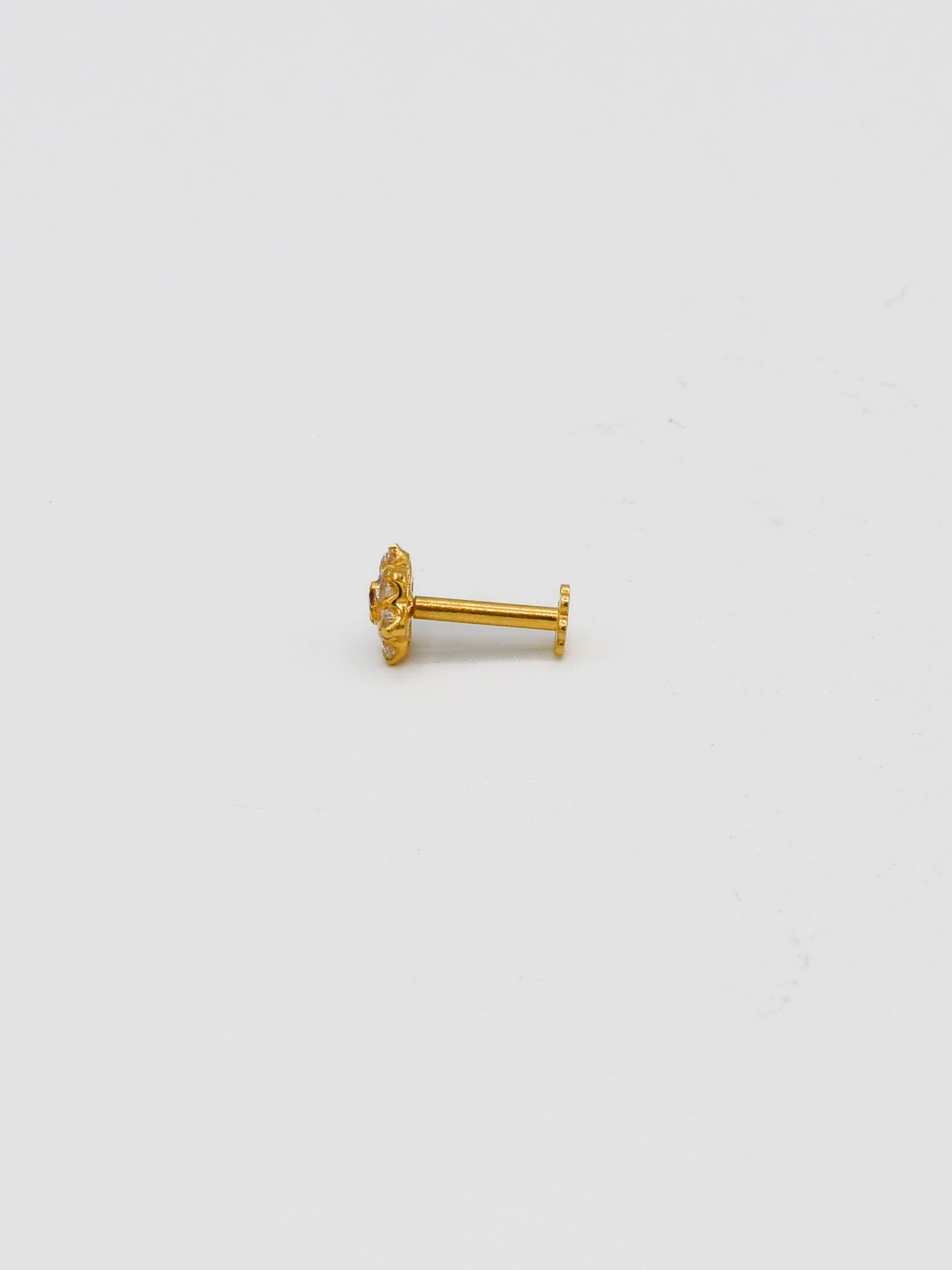 22ct Gold Pink CZ Nose Pin