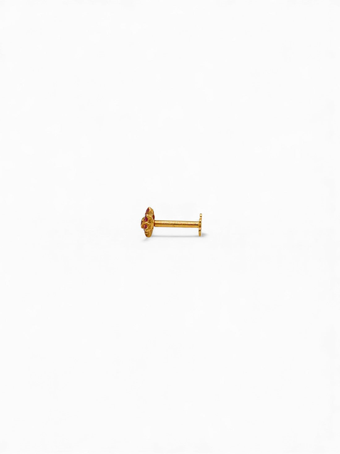 22ct Gold Pink CZ Nose Pin - Roop Darshan