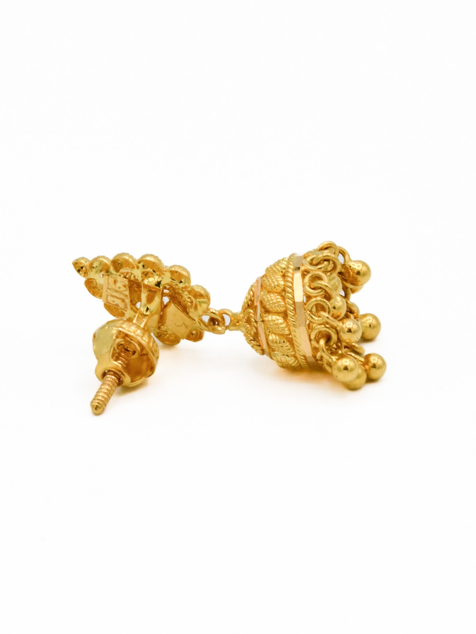22ct Gold Filigree Jhumki Earrings - Roop Darshan