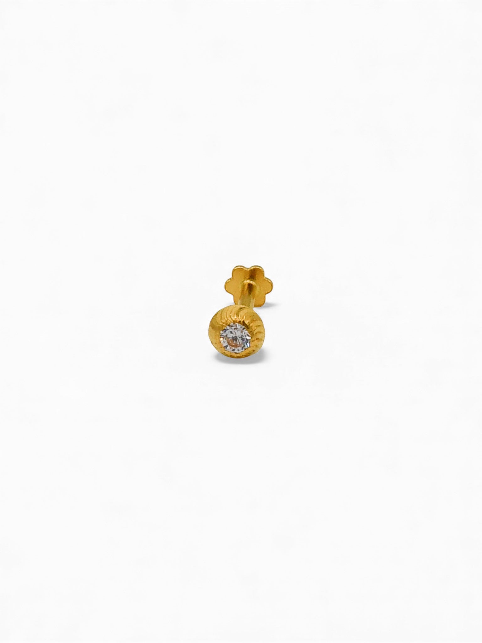 22ct Gold CZ Nose Pin 4.0 MM - Roop Darshan