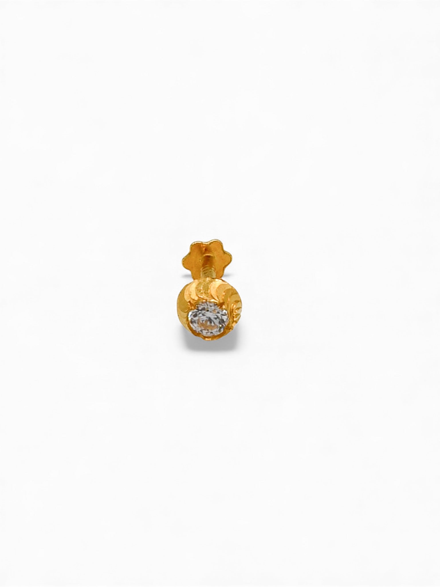 22ct Gold CZ Nose Pin 4.5 MM - Roop Darshan