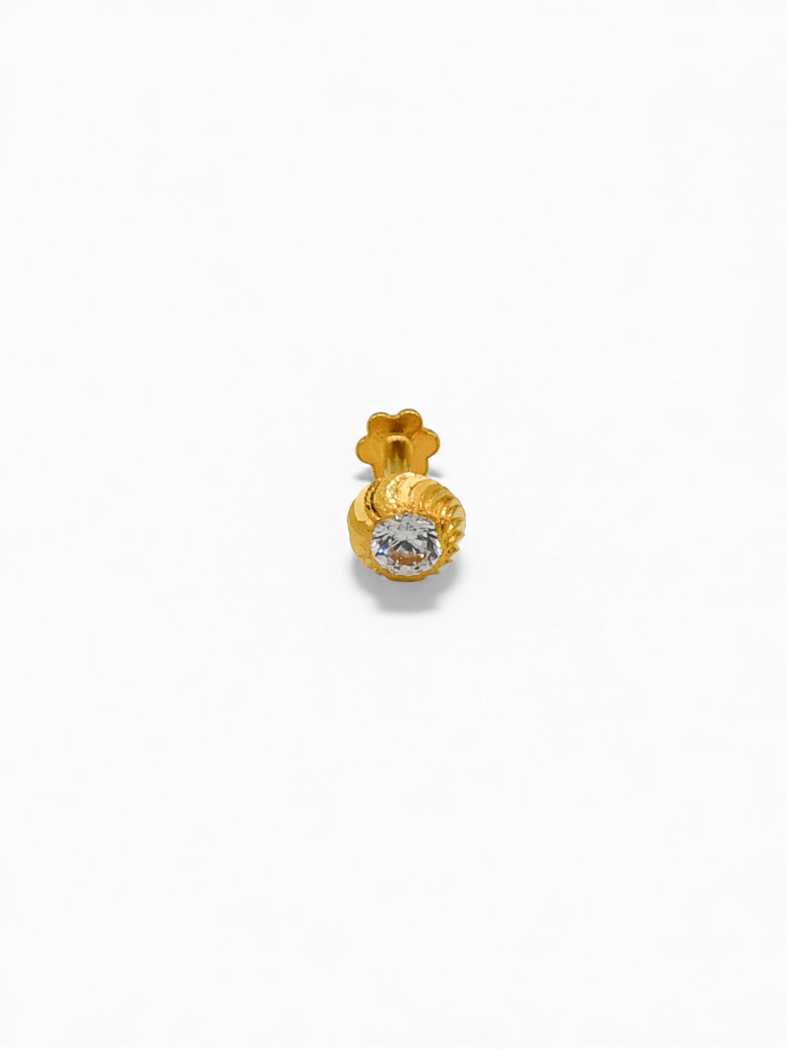 22ct Gold CZ Nose Pin 5.0 MM - Roop Darshan