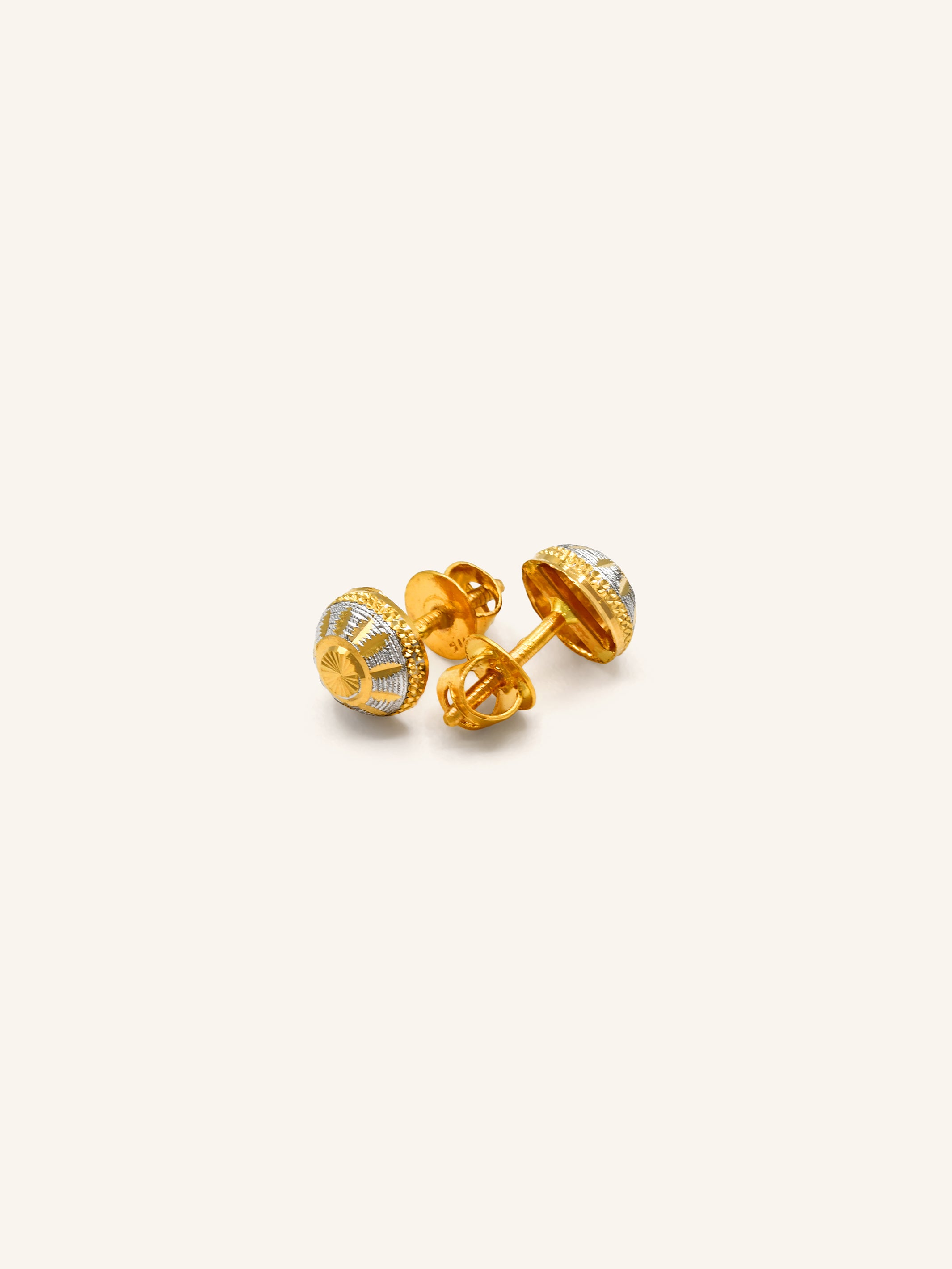 22ct Gold Two Tone Stud Earring