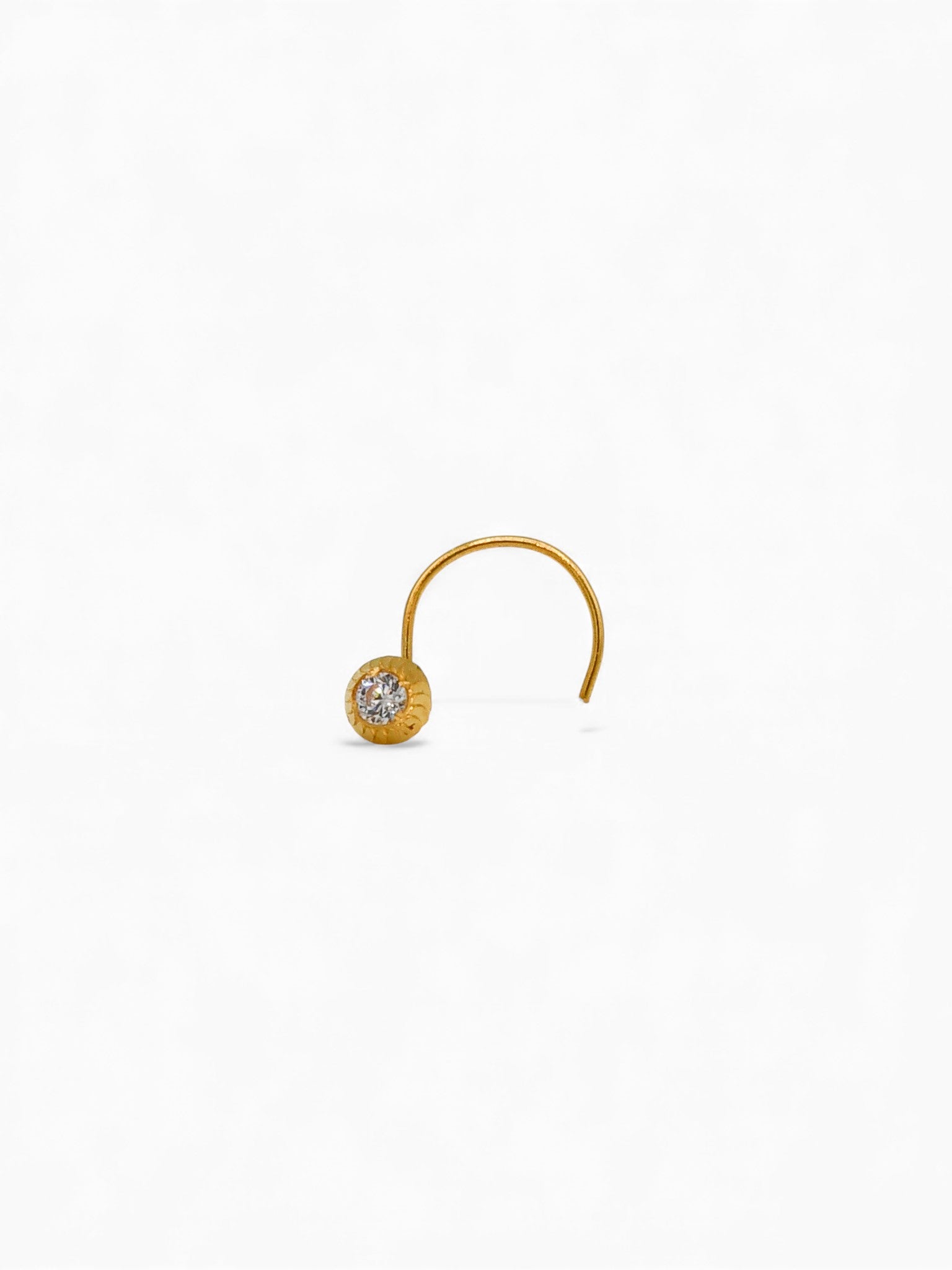 22ct Gold CZ Nose Pin - 4.0 MM - Roop Darshan