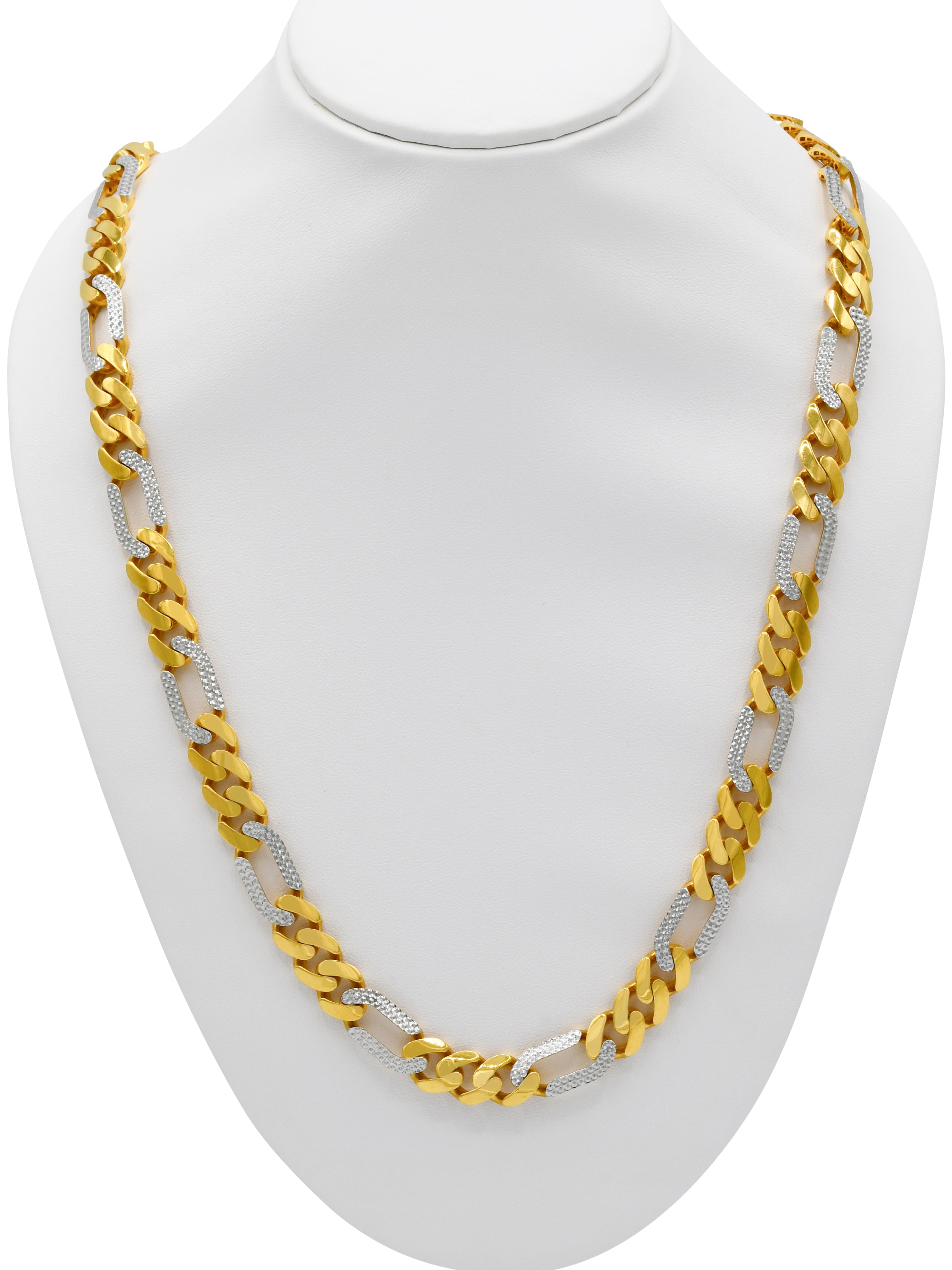 22ct Gold Two Tone Figaro Chain