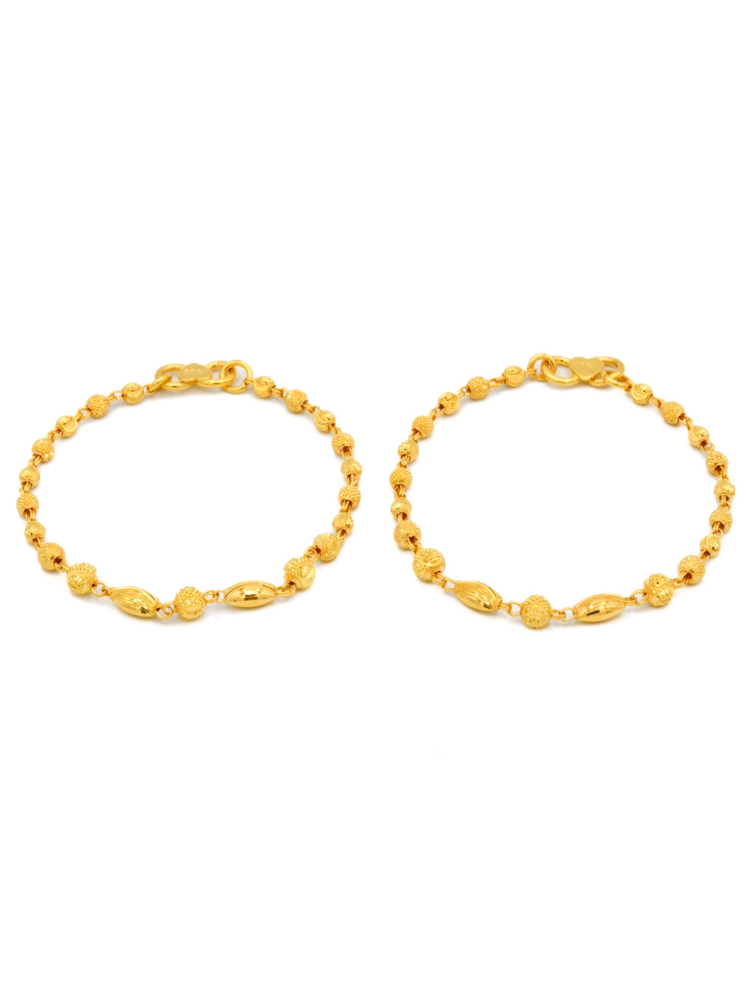 22ct Gold Ball Pair Baby Bracelet - Roop Darshan