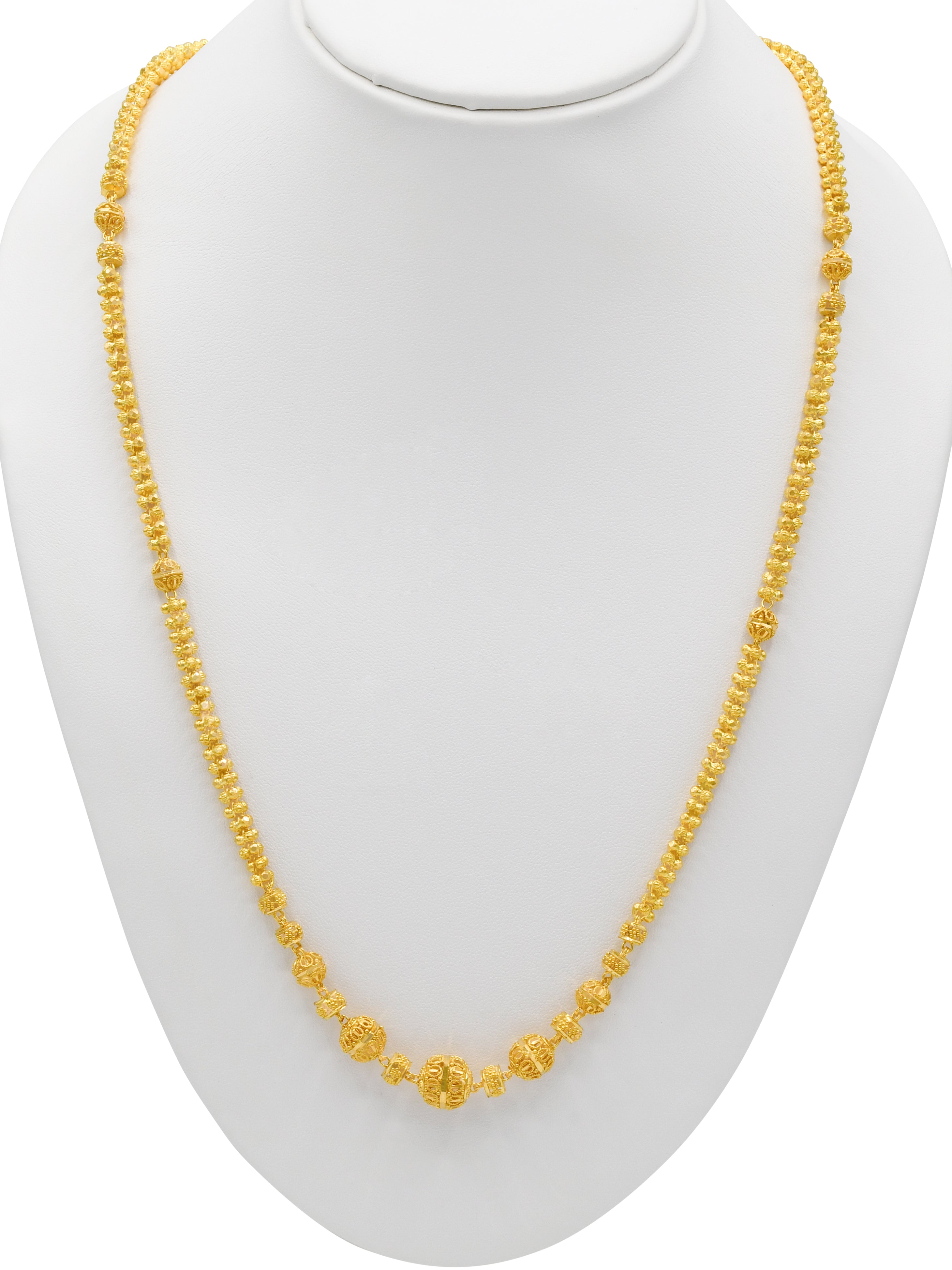 22ct Gold Filigree Ball Long Fancy Chain - Roop Darshan