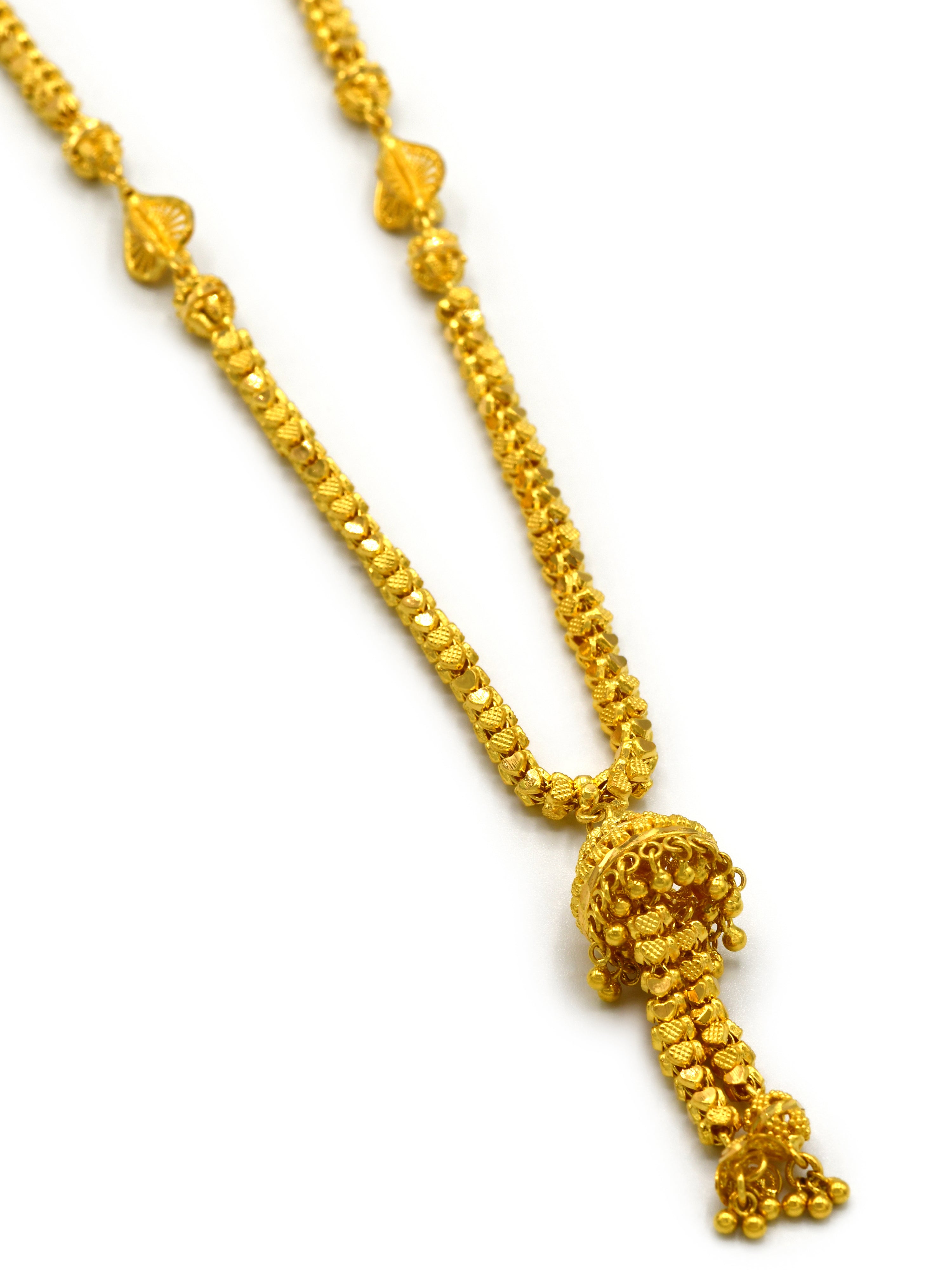 22ct Gold Filigree Ball Long Fancy Chain - Roop Darshan