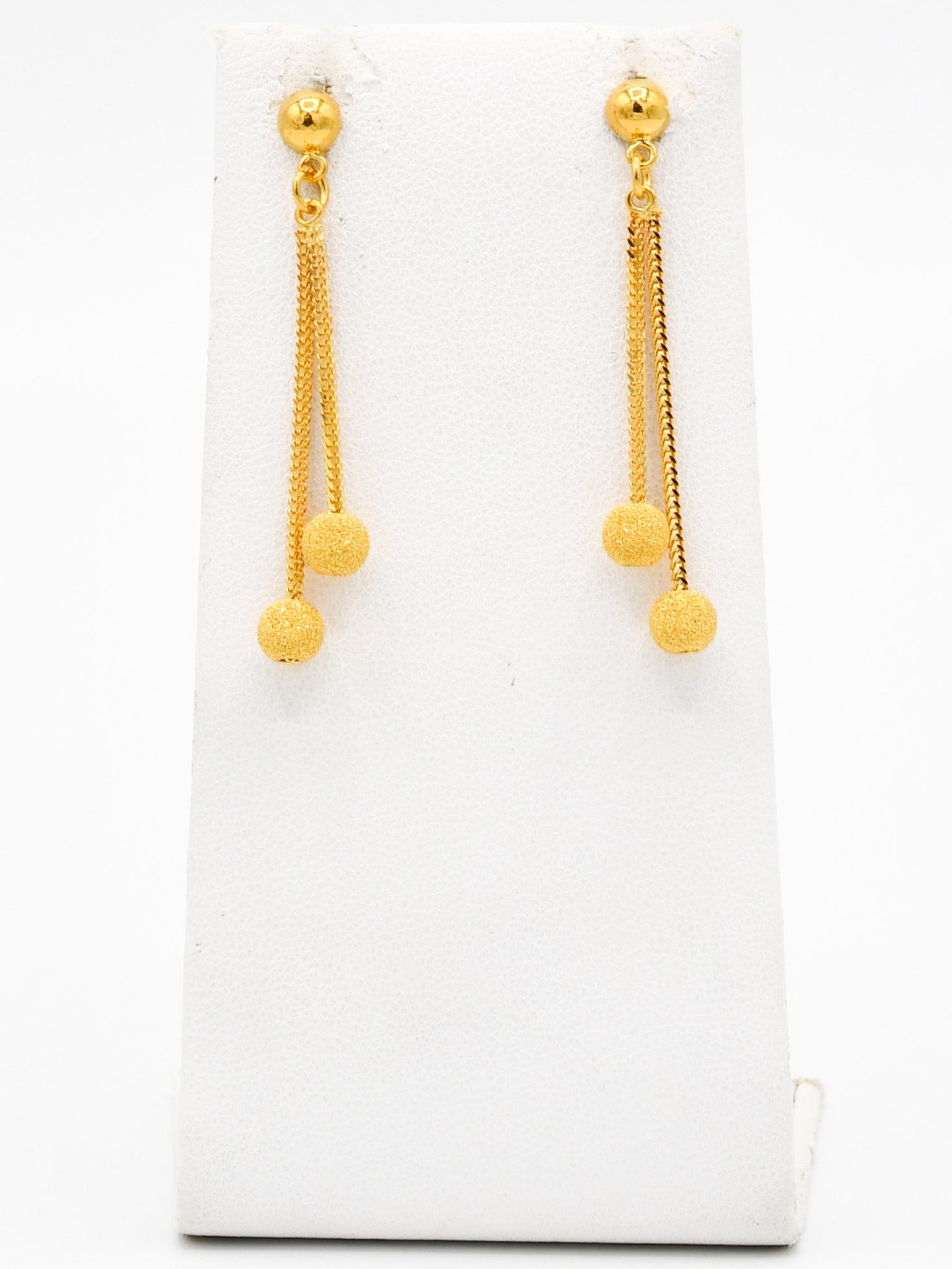 22ct Gold Ball 4 Row Necklace Set - Roop Darshan