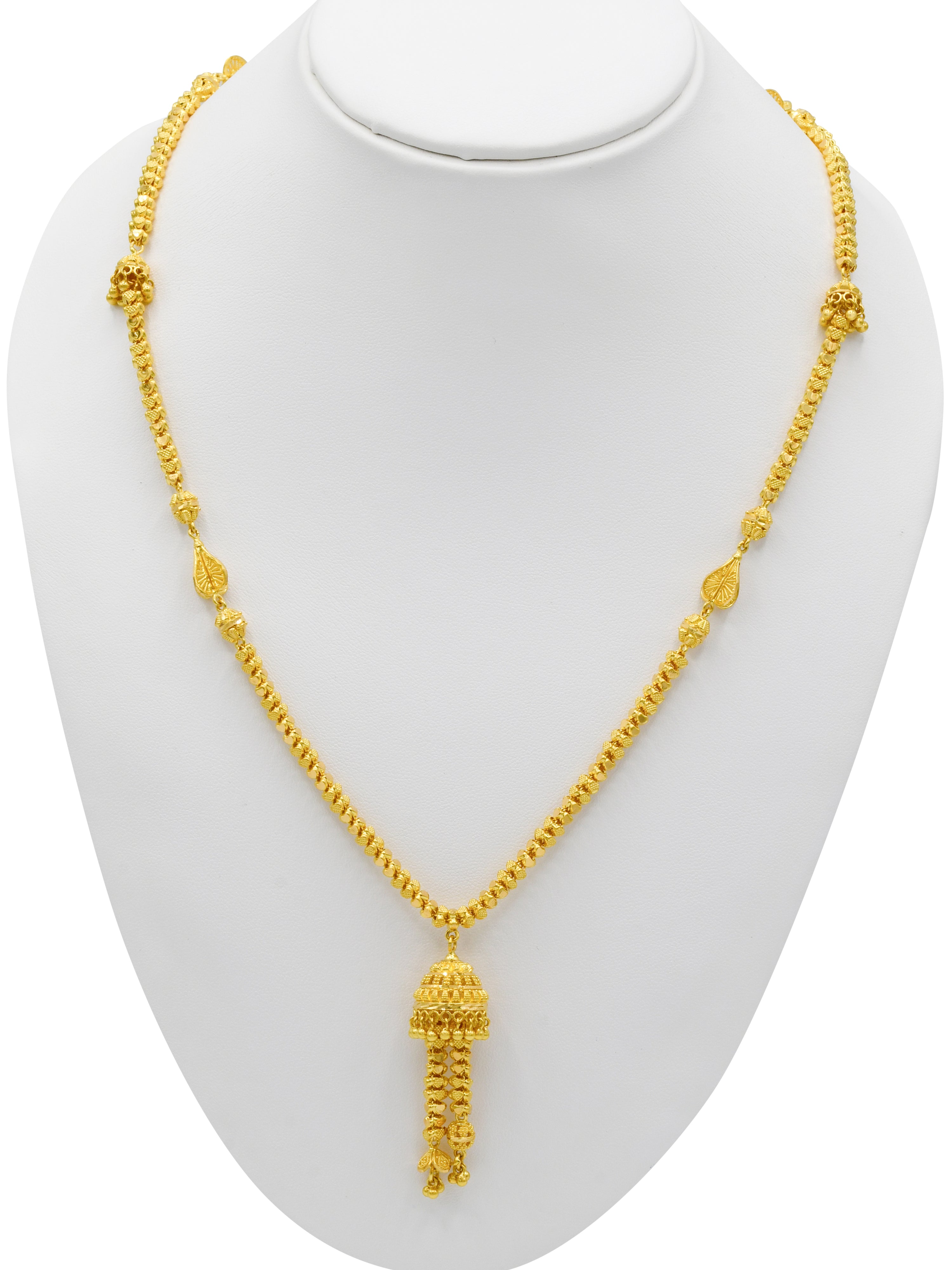 22ct Gold Filigree Ball Long Fancy Chain - Roop Darshan