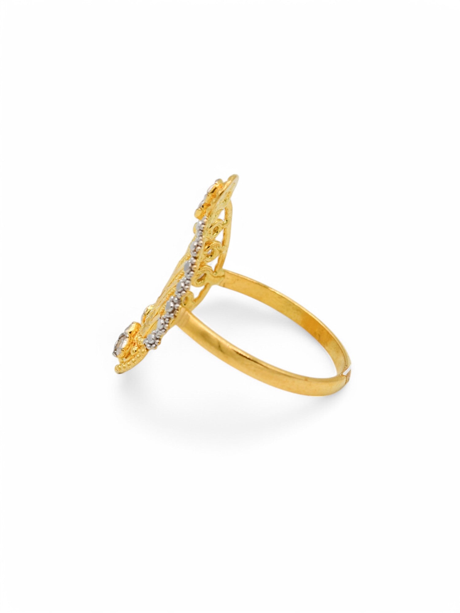 22ct Gold CZ Two Tone Ladies Ring - Roop Darshan