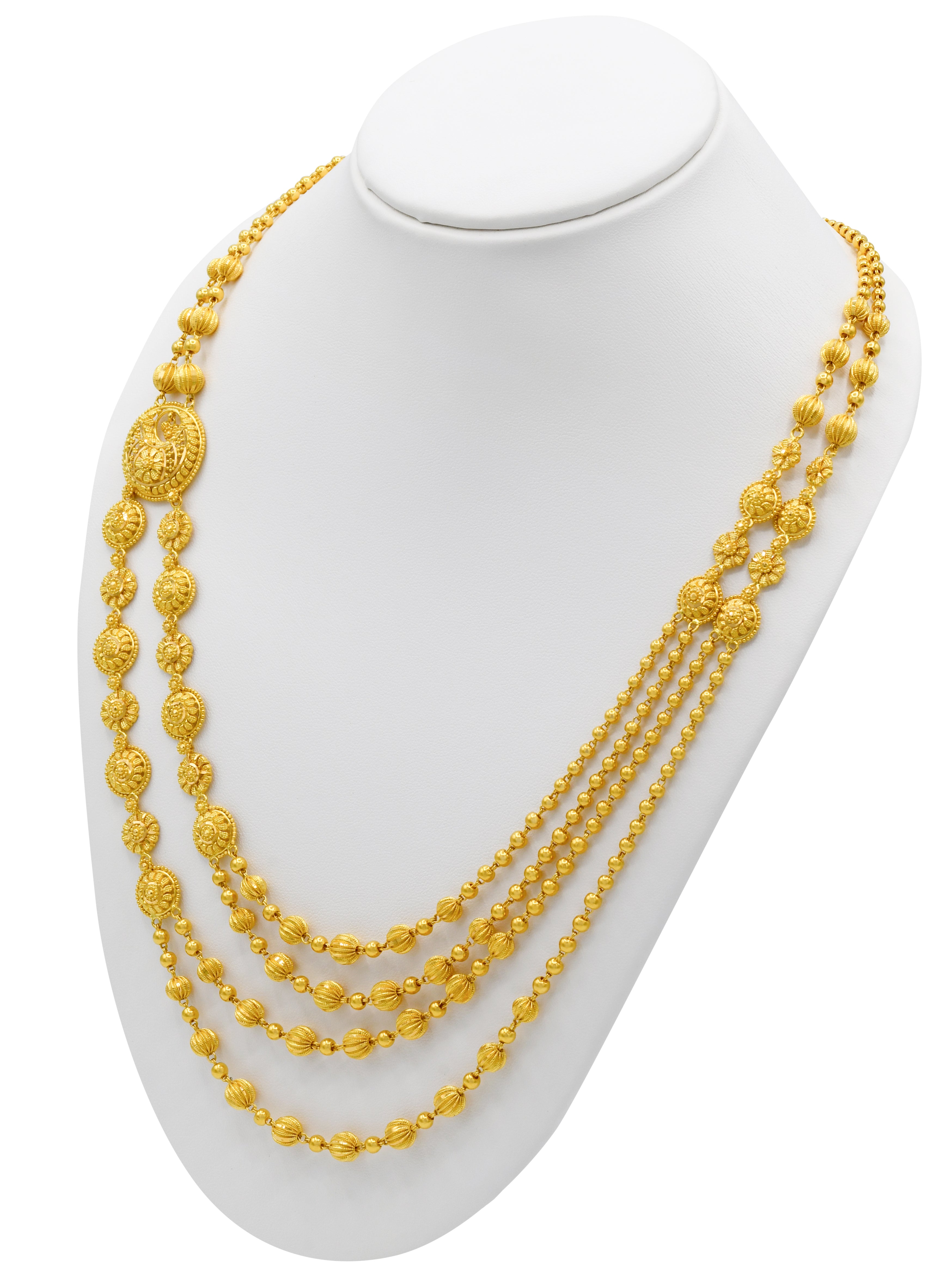 22ct Gold Ball 4 Row Fancy Chain