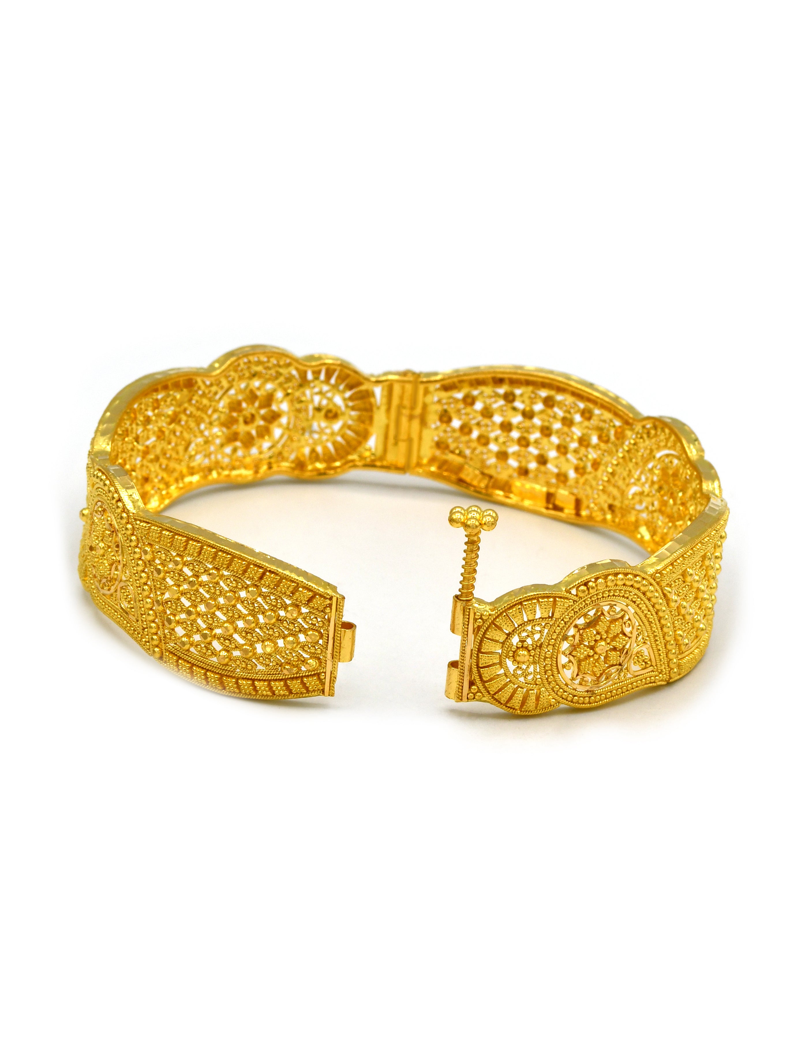 22ct Gold Filigree Pair Screw Bangle