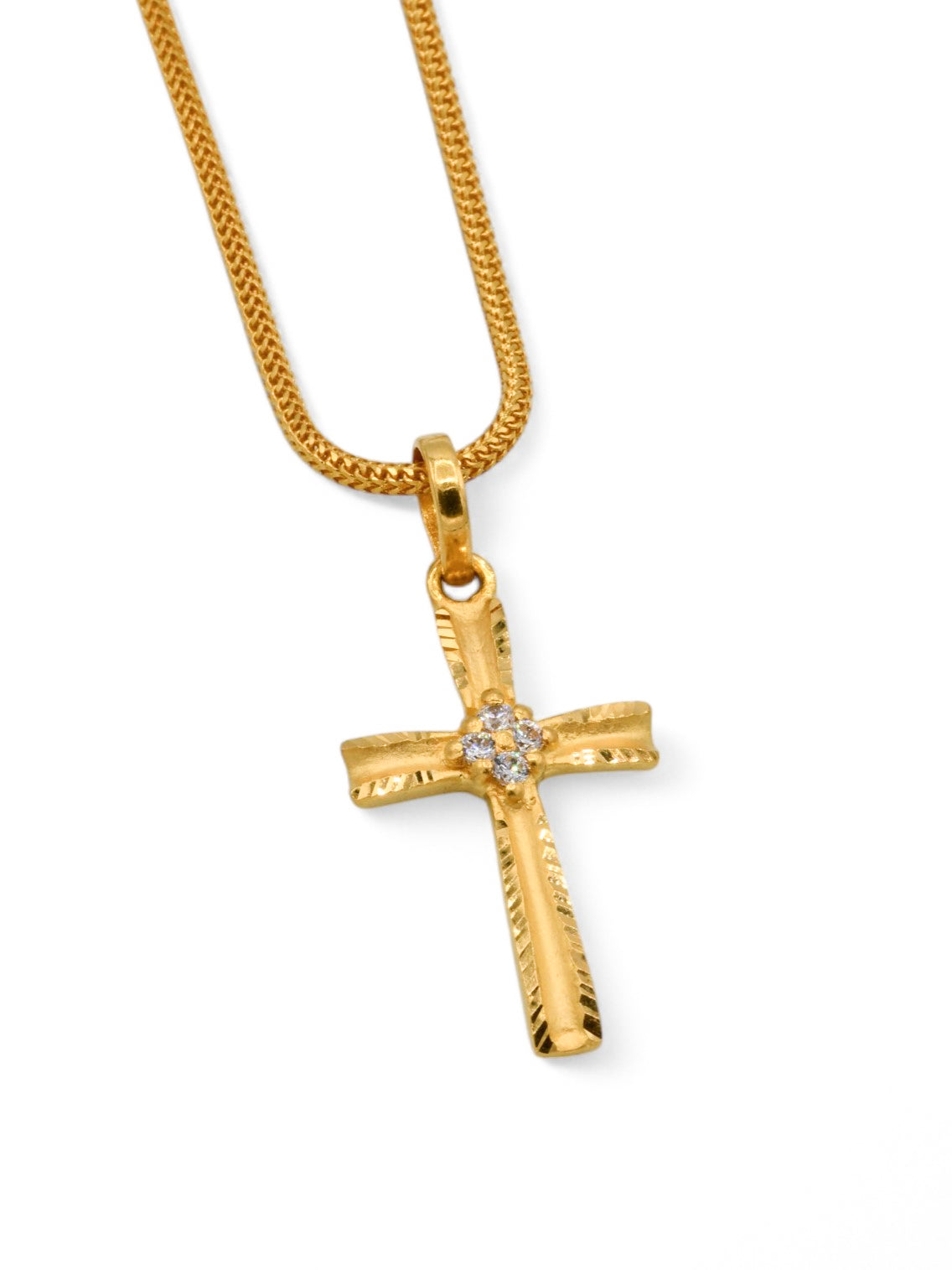 22ct Gold CZ Cross Pendant - Roop Darshan