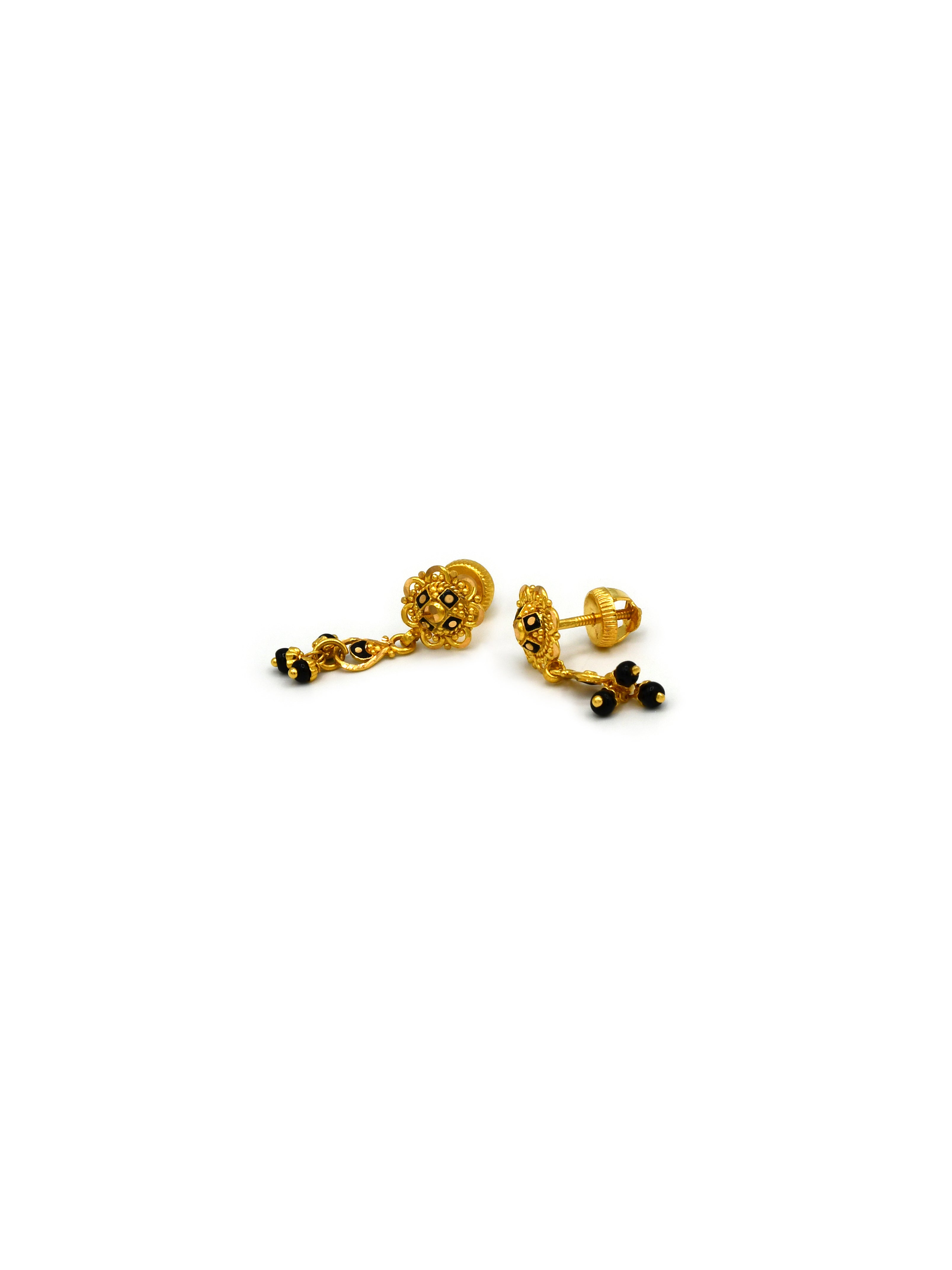 22ct Gold Minakari Black beads Earrings