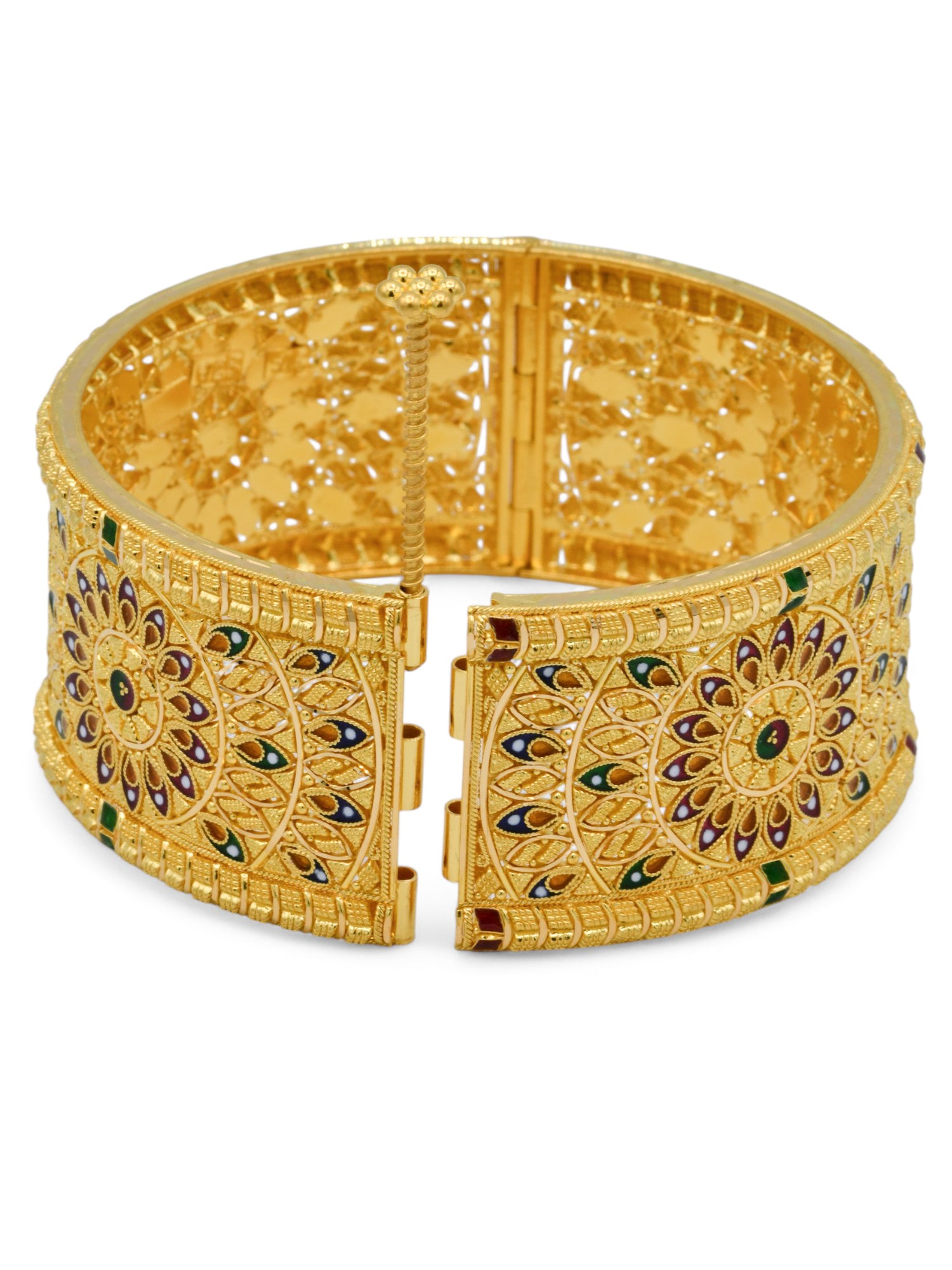 22ct Gold Minakari Patta Screw Bangle - Roop Darshan