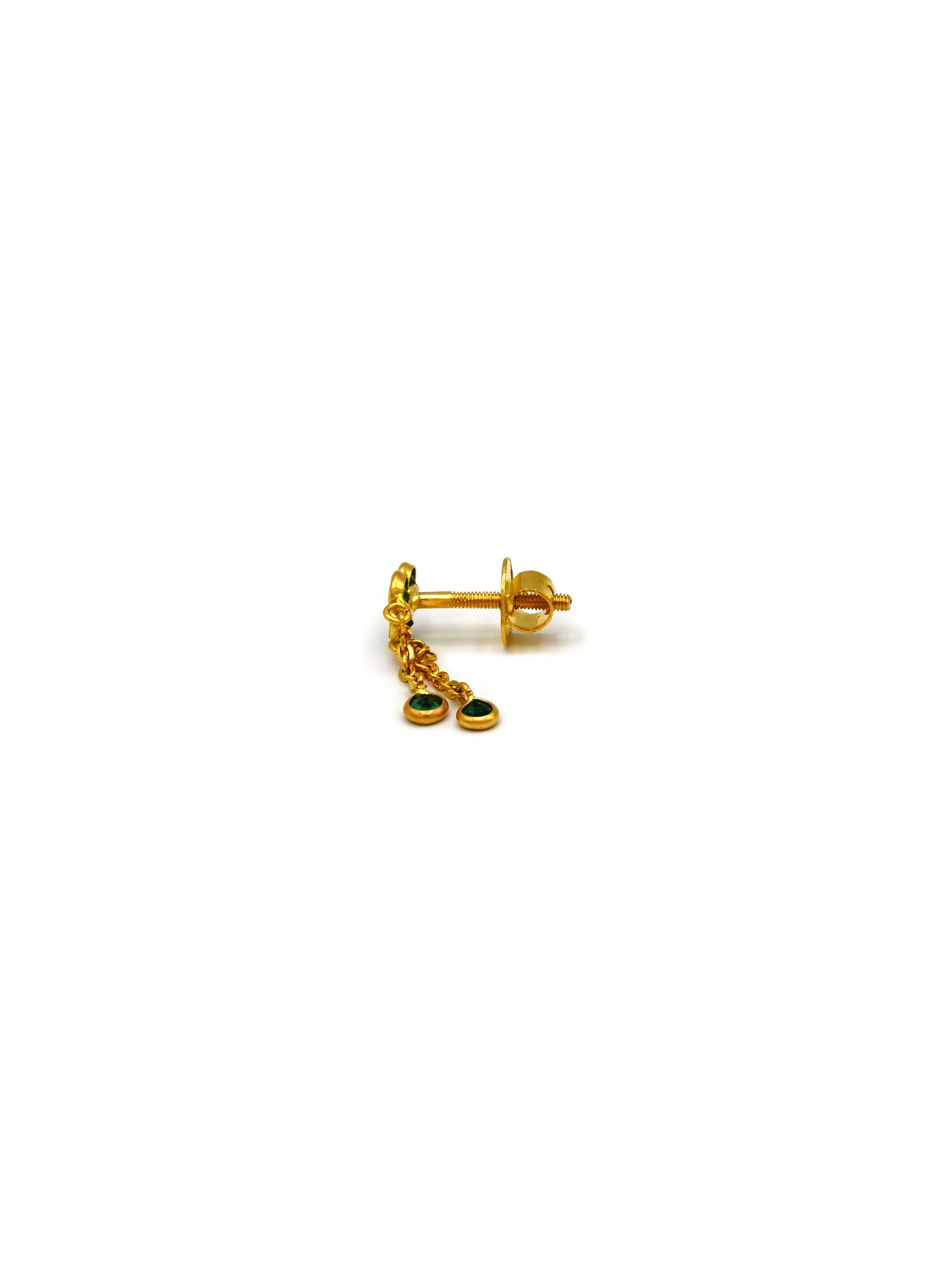 22ct Gold Green CZ Earrings - Roop Darshan
