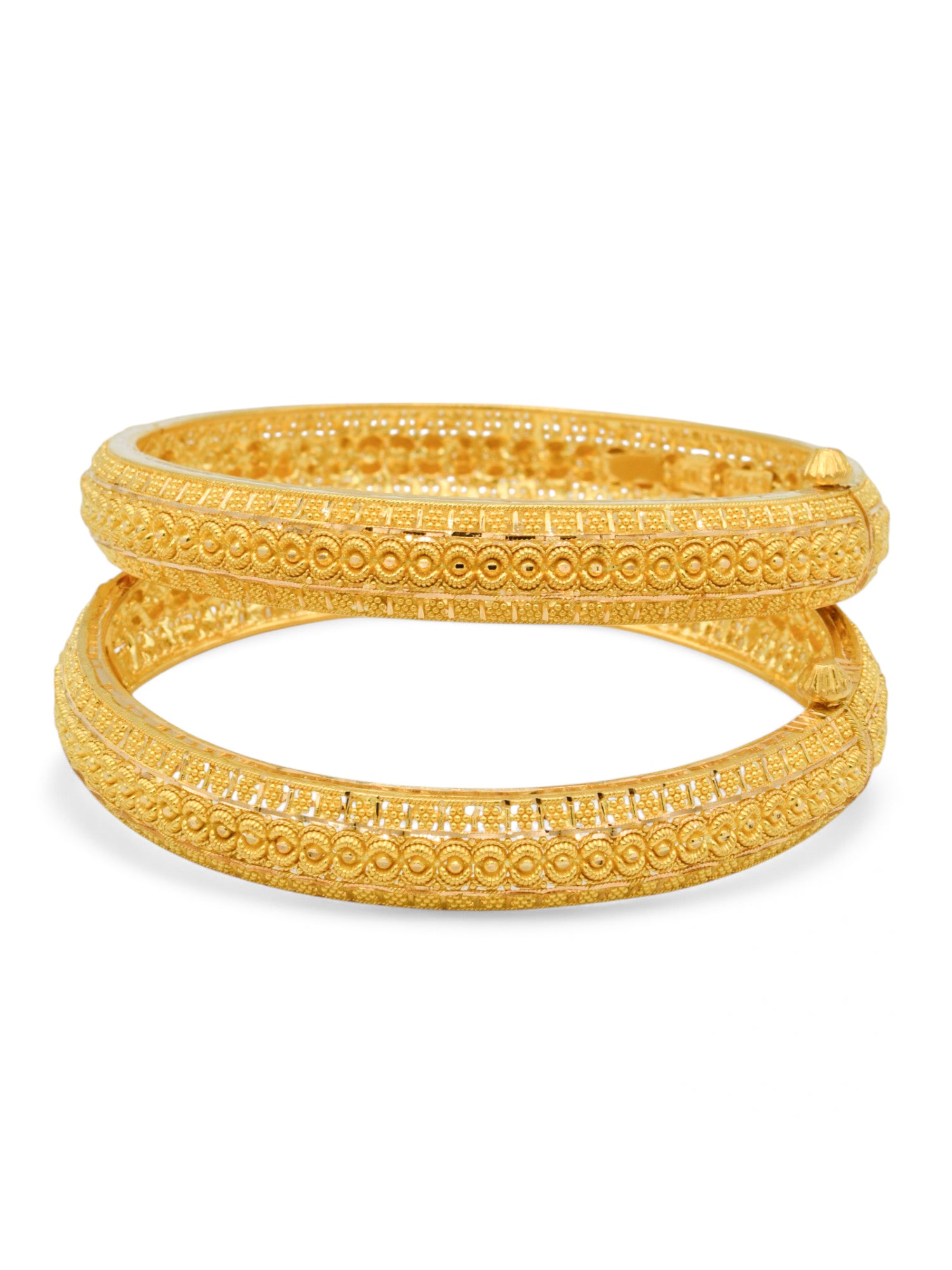22ct Gold Filigree pair Screw Bangle - Roop Darshan
