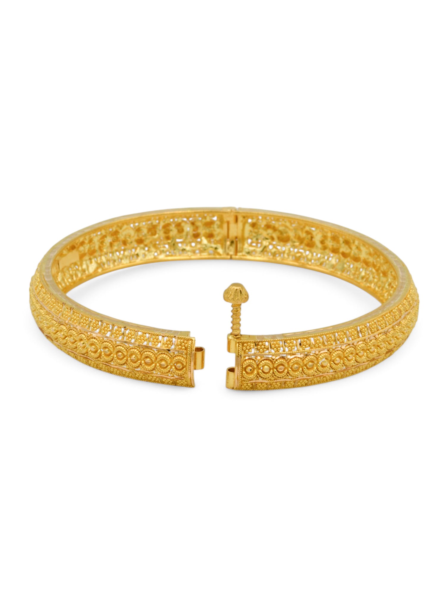 22ct Gold Filigree pair Screw Bangle - Roop Darshan