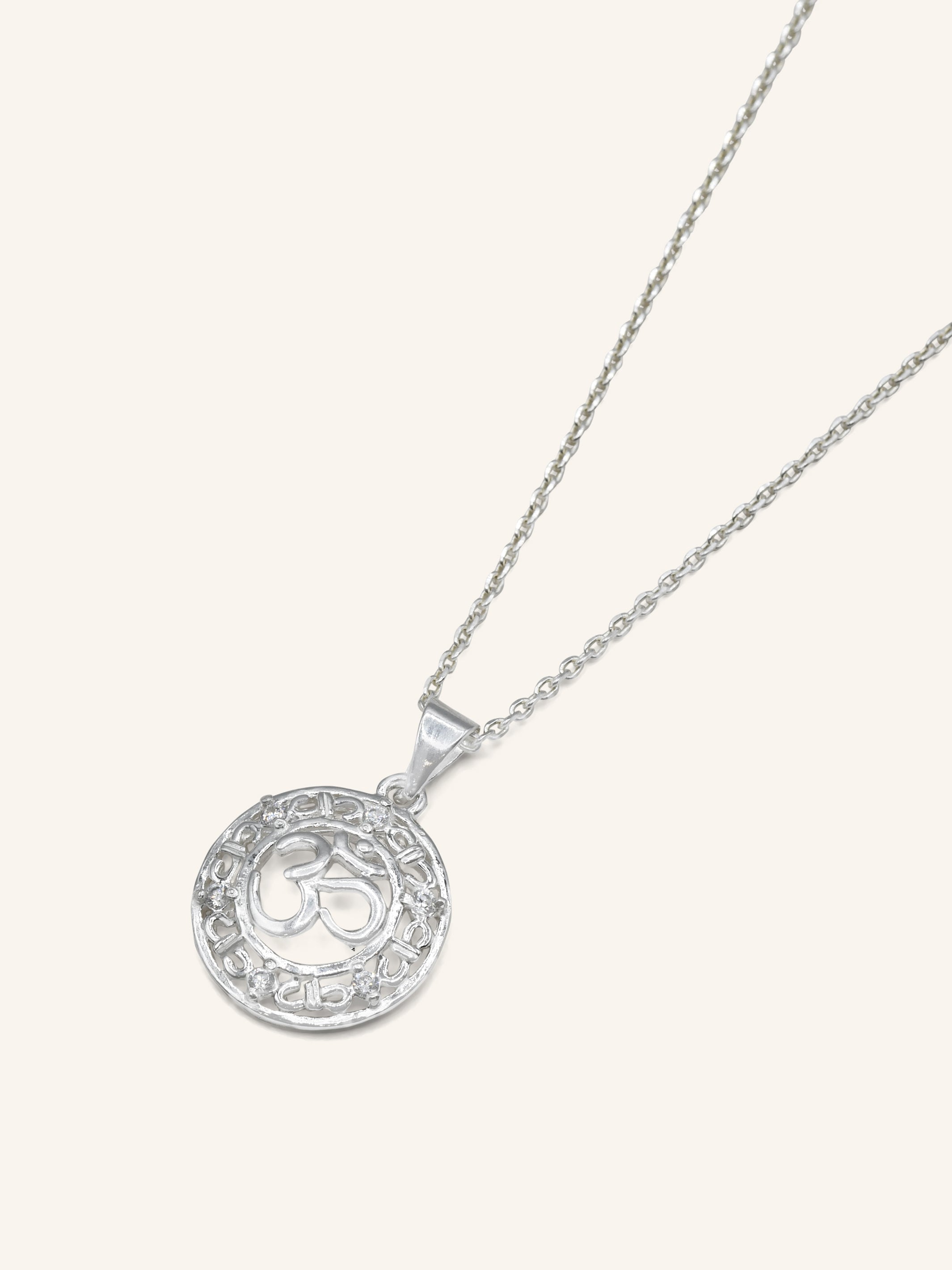 925 Sterling Silver CZ OM Pendant