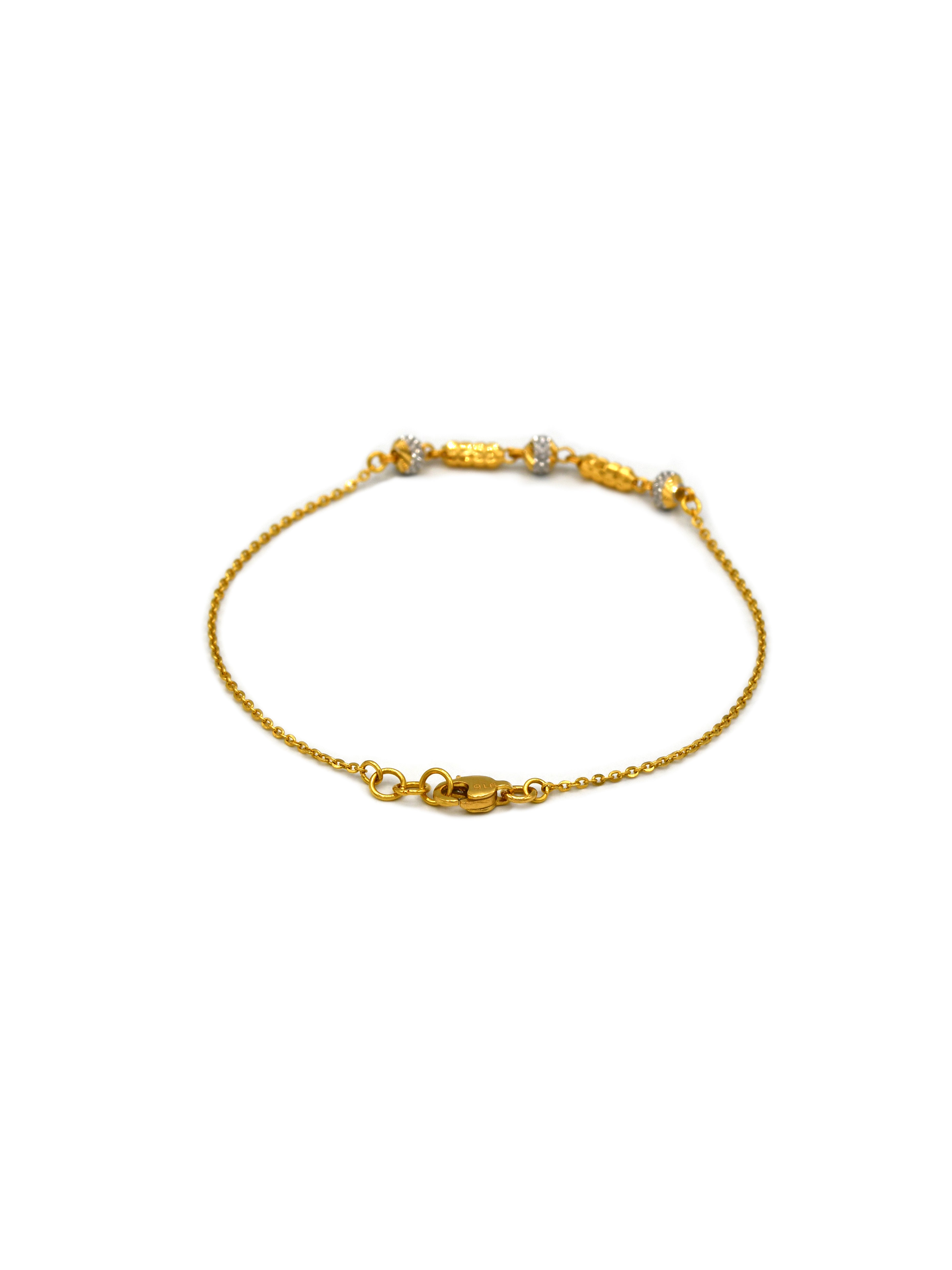 22ct Gold Two Tone Ball Ladies Bracelet