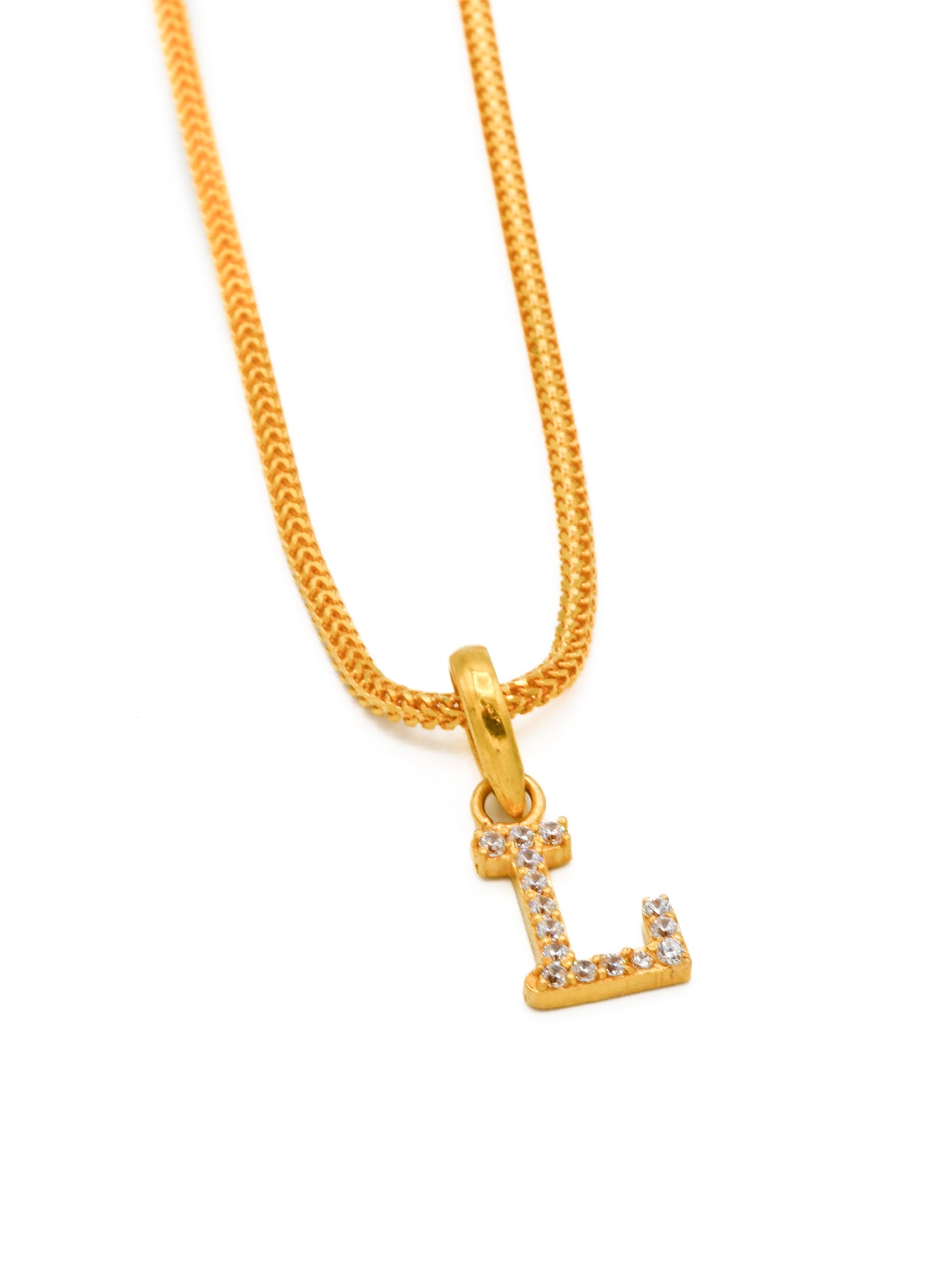 22ct Gold CZ "L" Initial Pendant - Roop Darshan