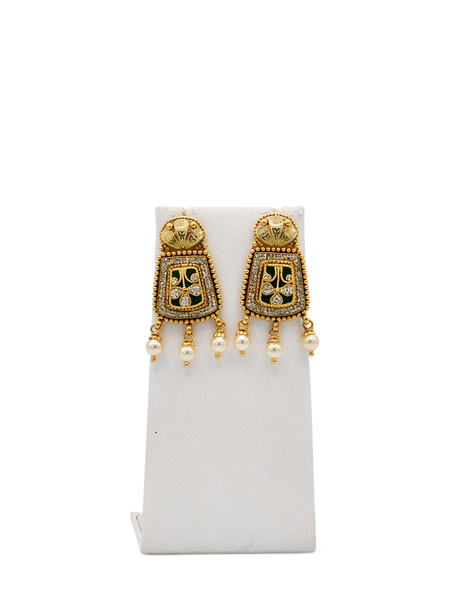 22ct Gold Antique Pearl Kundan Chokar Necklace Set - Roop Darshan