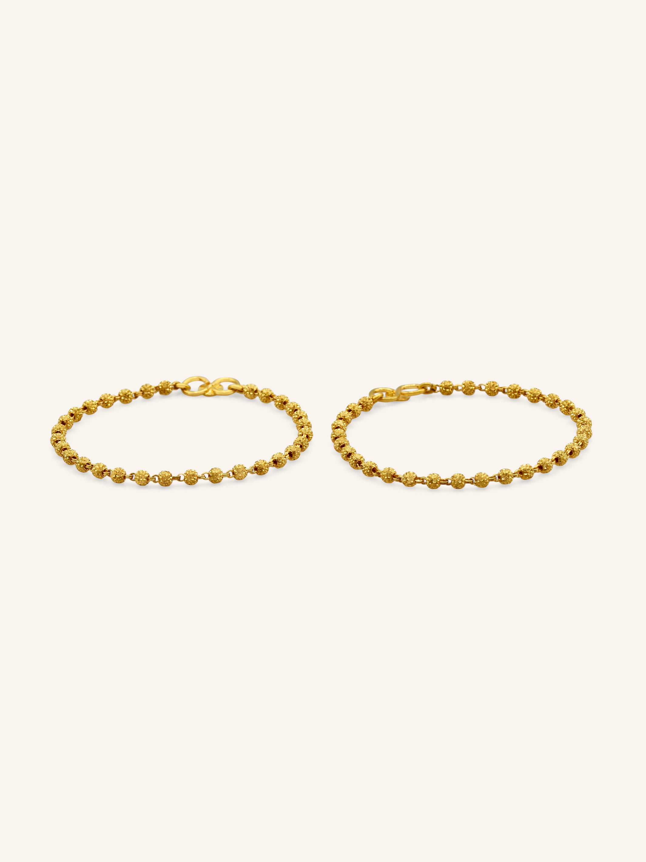 22ct Gold 1 Pair Ball Baby Bracelet