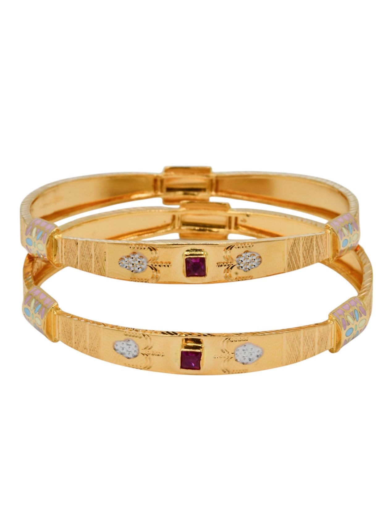 22ct Gold Antique Pearl Kundan Pair Bangle