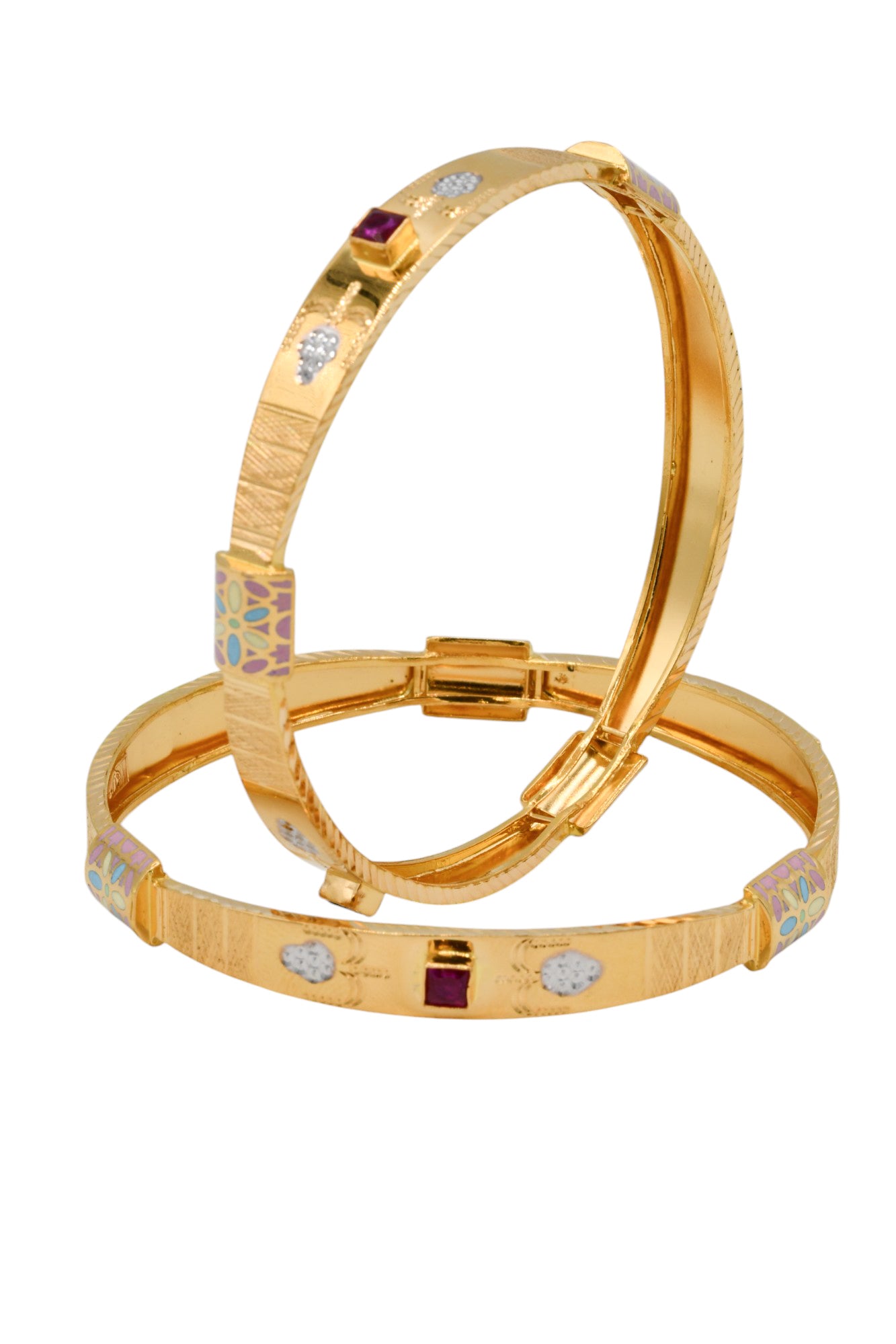 22ct Gold Antique Pearl Kundan Pair Bangle