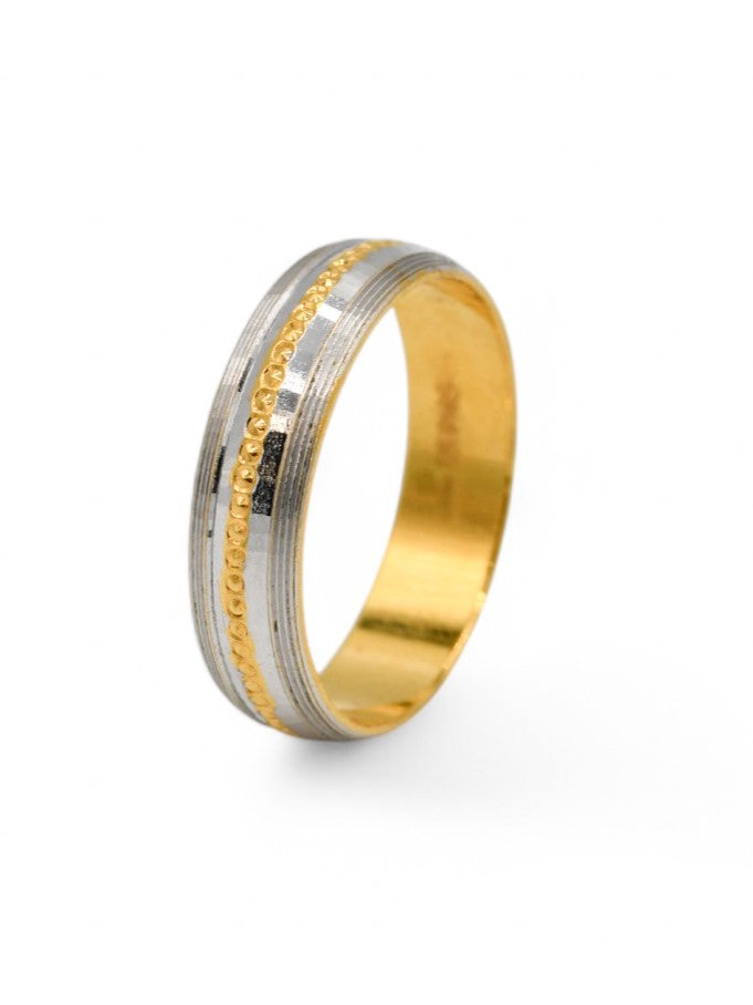 22ct Gold Two Tone Band Ring - Roop Darshan