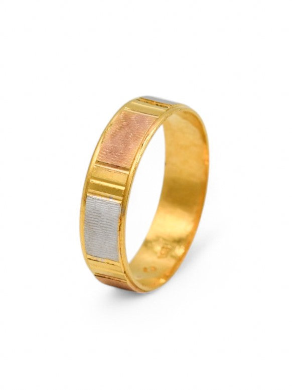 22ct Gold Two Tone Band Ring - Roop Darshan