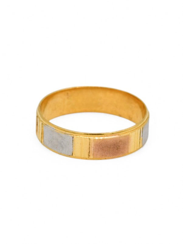 22ct Gold Two Tone Band Ring - Roop Darshan