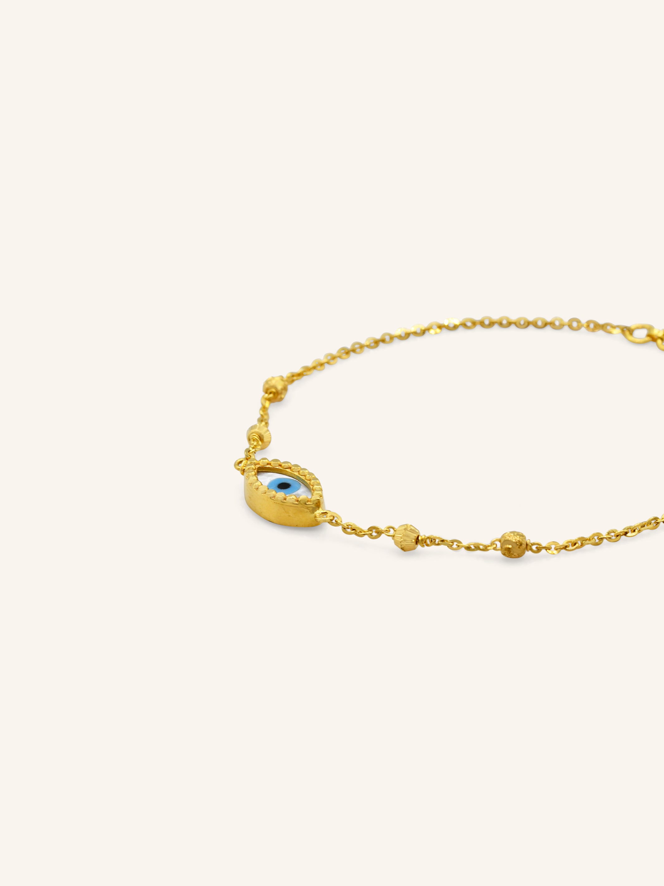 22ct Gold Ball Evil Eye Ladies Bracelet
